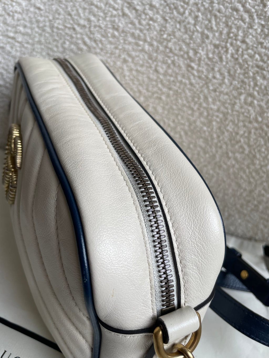 Gucci Torchon GG White Marmont Small Shoulder Bag