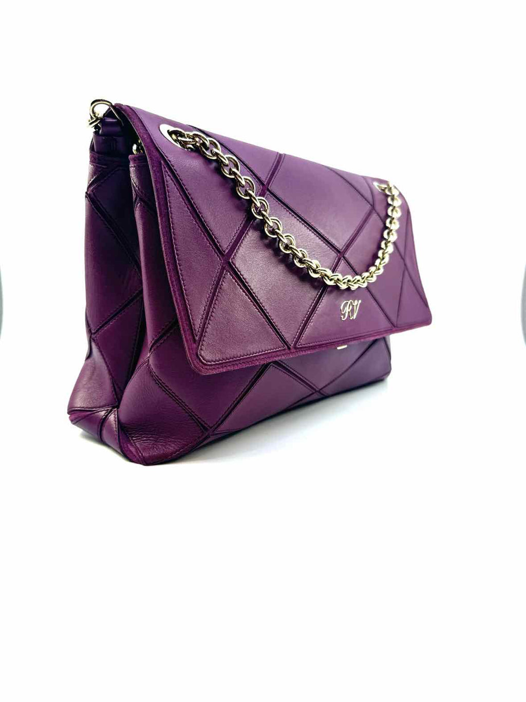 ROGER VIVIER Prismick Purple Leather Patchwork Handbag