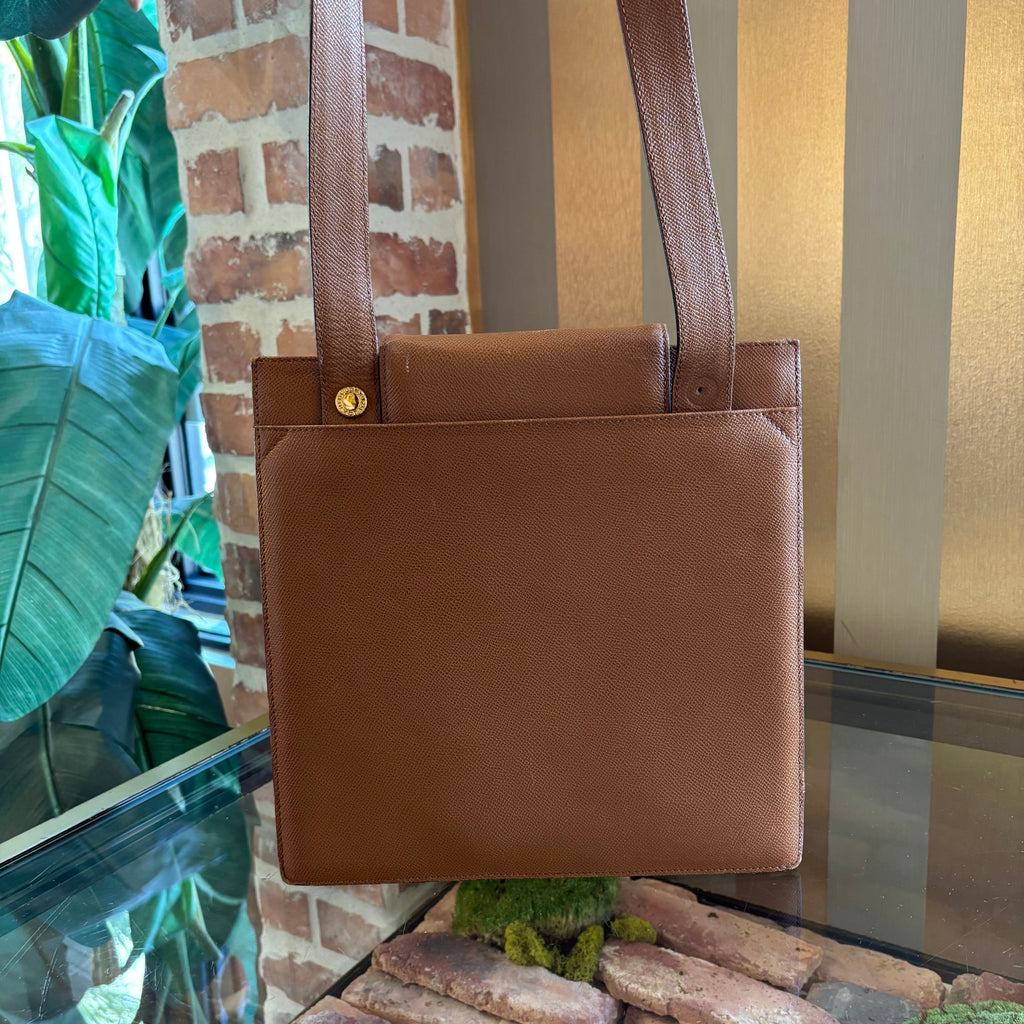 BVLGARI Tan Vintage Turnlock Shoulder Bag