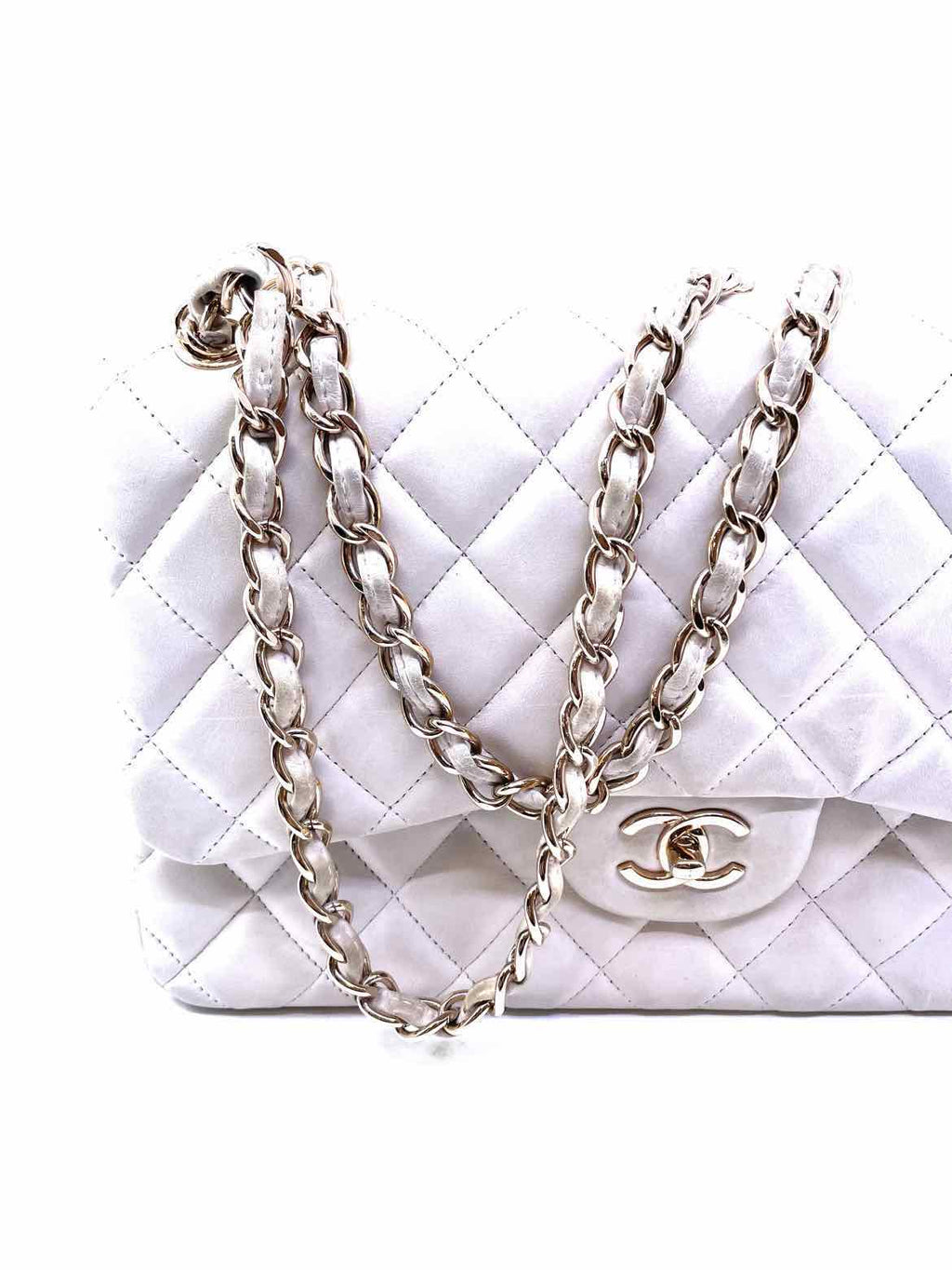 CHANEL Classic White Leather Handbag