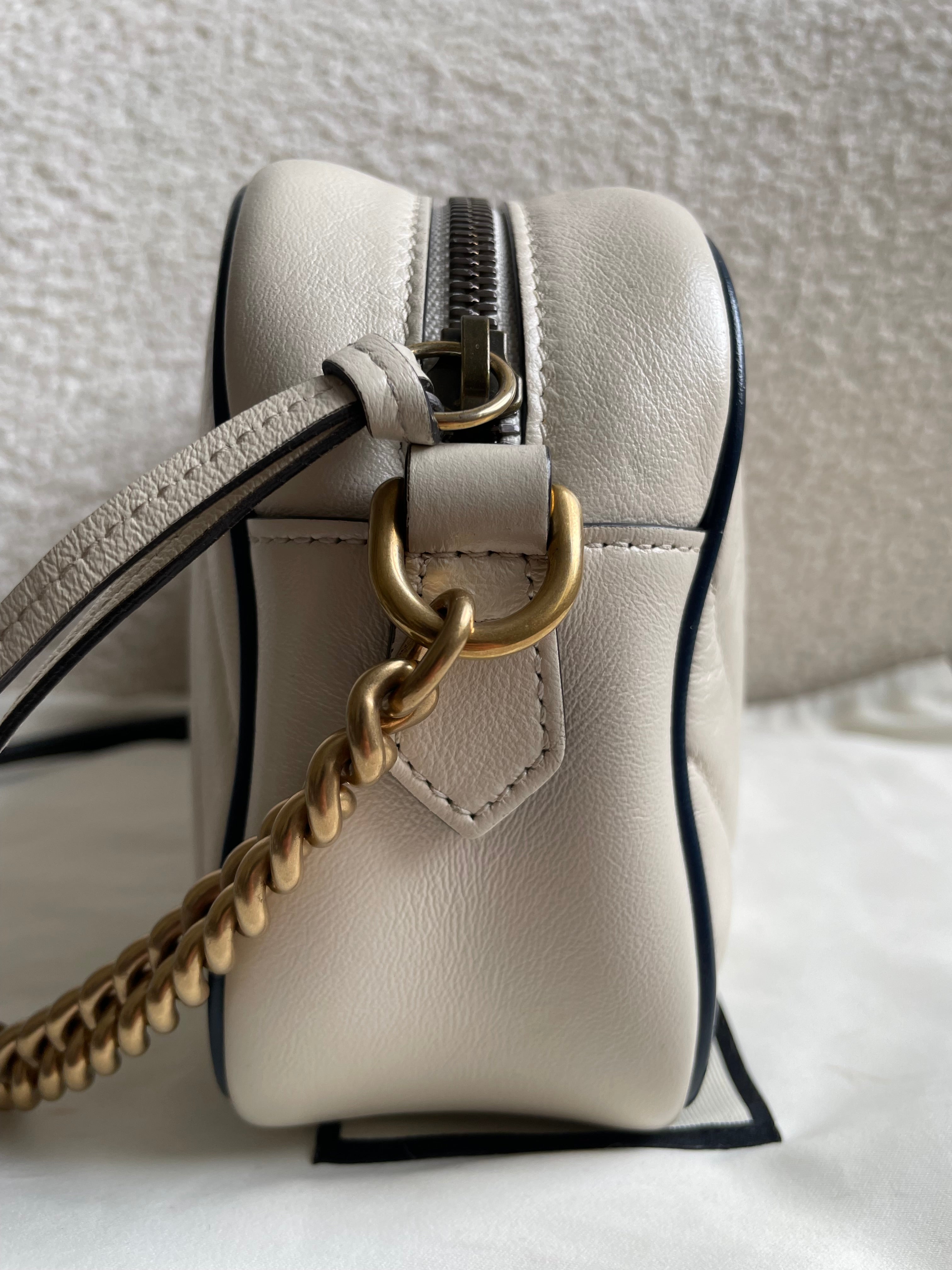 Gucci Torchon GG White Marmont Small Shoulder Bag