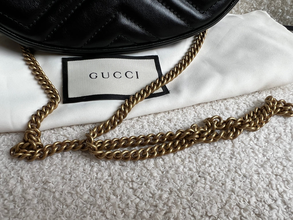 Gucci GG Black Mini Half Moon Marmont Shoulder Bag (RRP £1160)