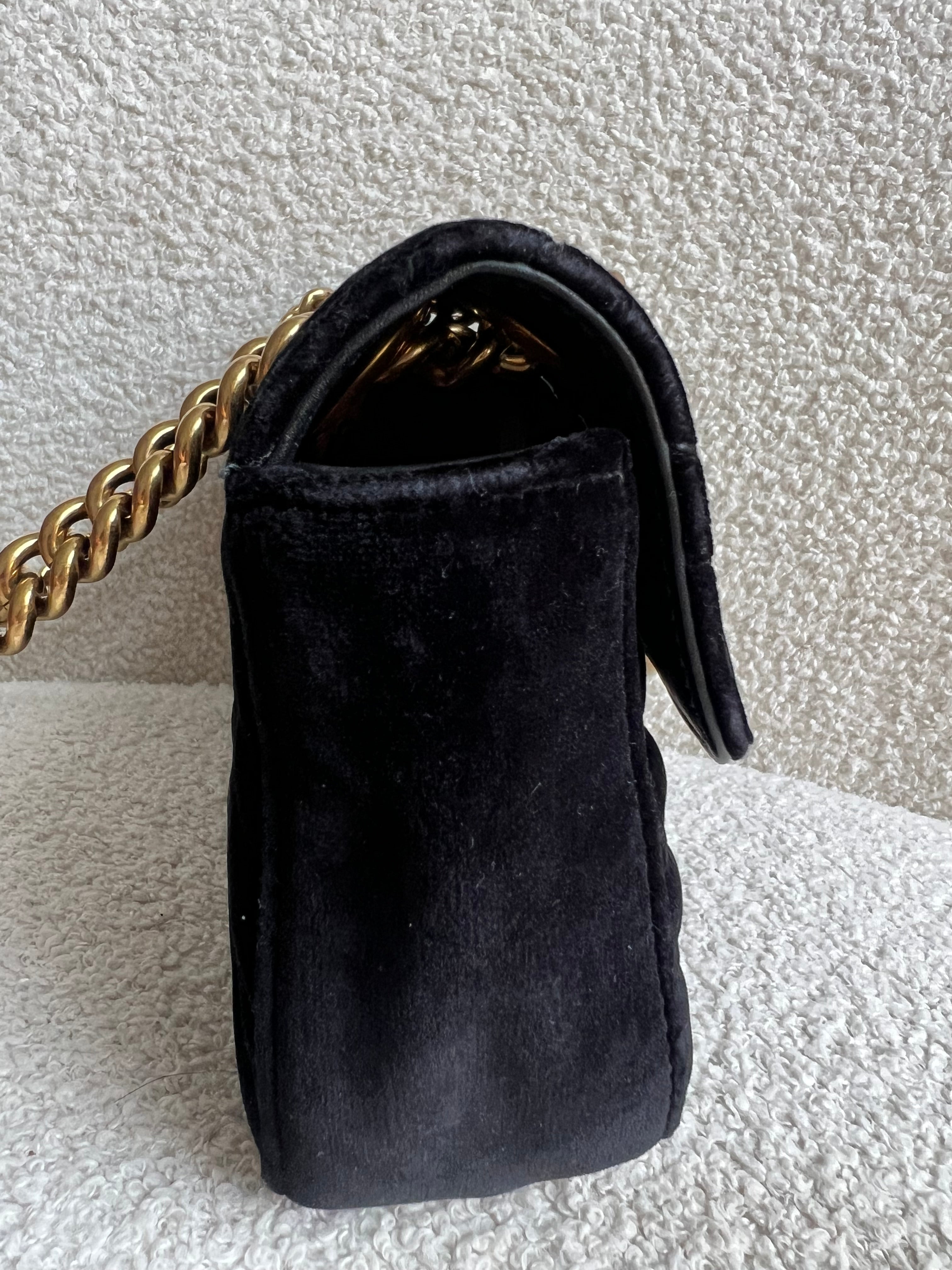 Gucci GG Black Velvet Marmont Mini Shoulder Bag (RRP £1395)