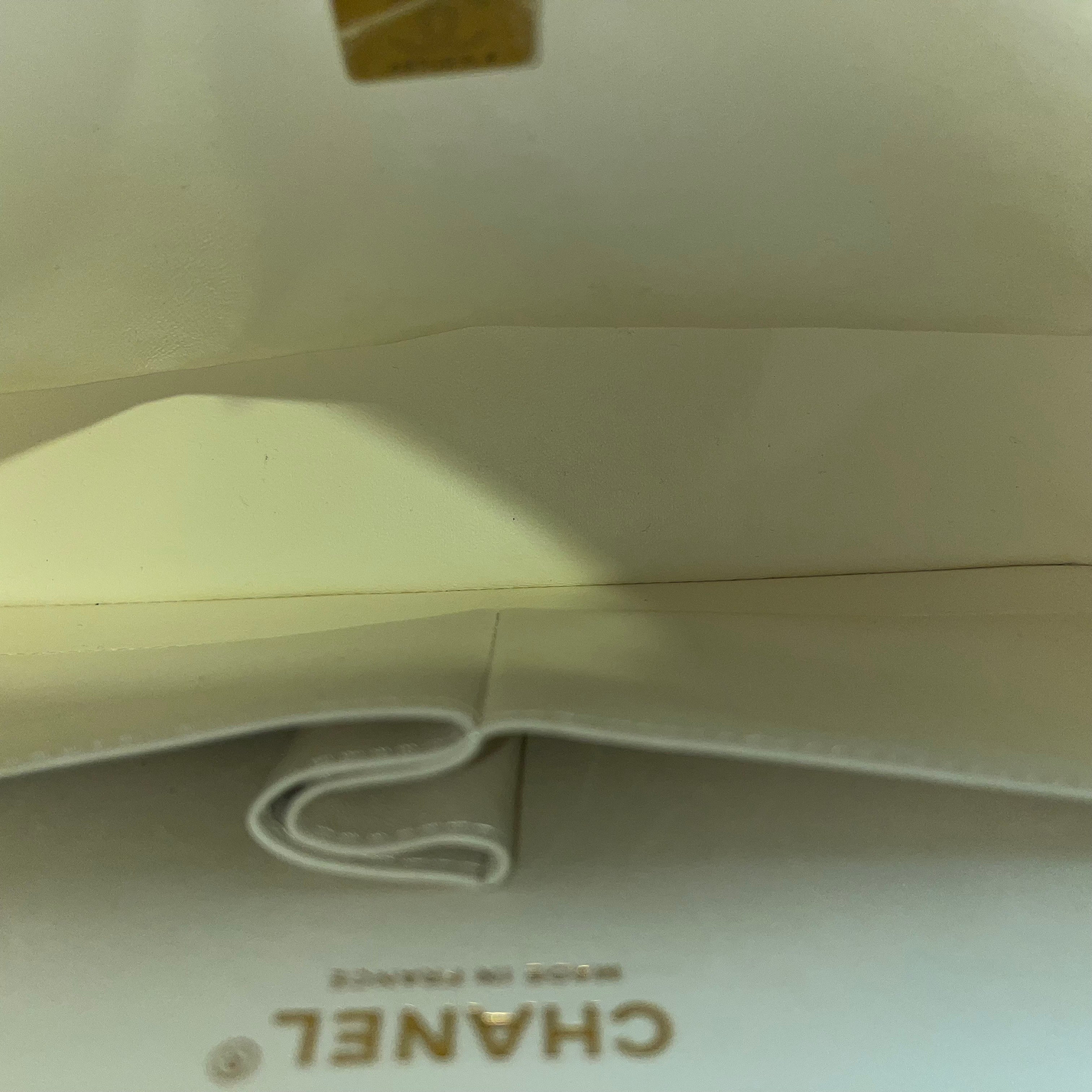 CHANEL Medium Double Flap White Caviar Leather Shoulder Bag