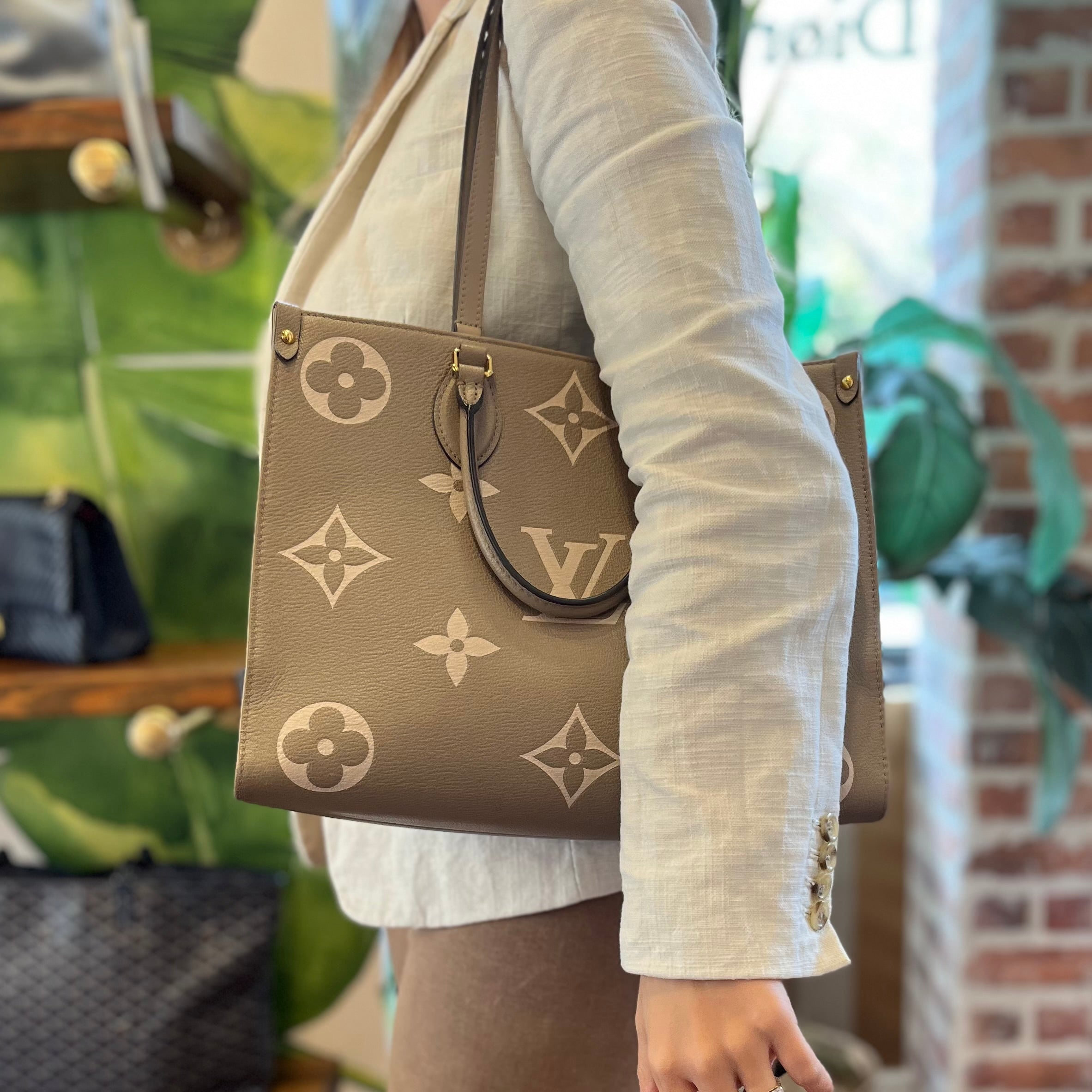 LOUIS VUITTON OnTheGo MM Bicolor Empreinte Giant Monogram Tote Bag