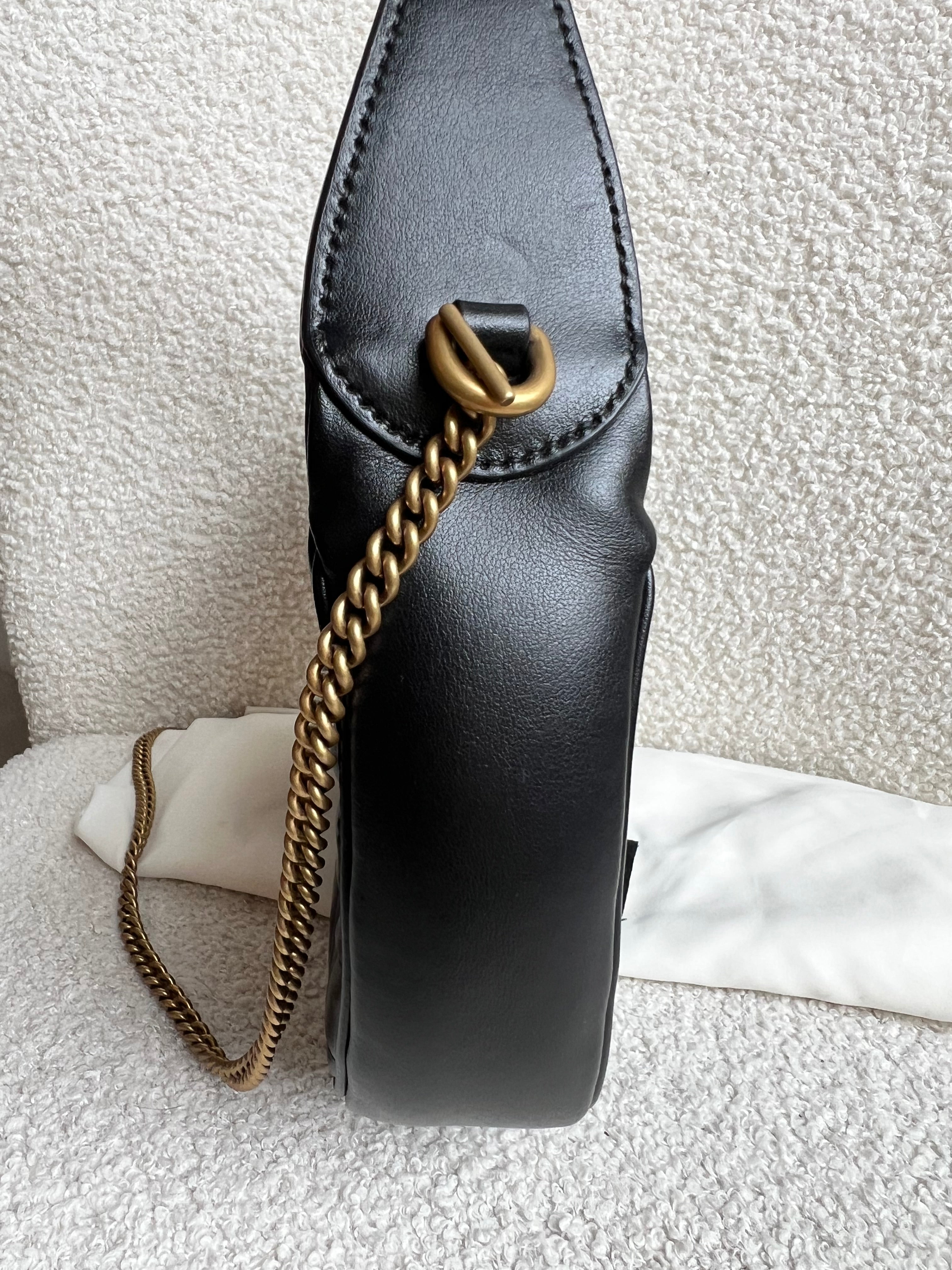 Gucci GG Black Mini Half Moon Marmont Shoulder Bag (RRP £1160)