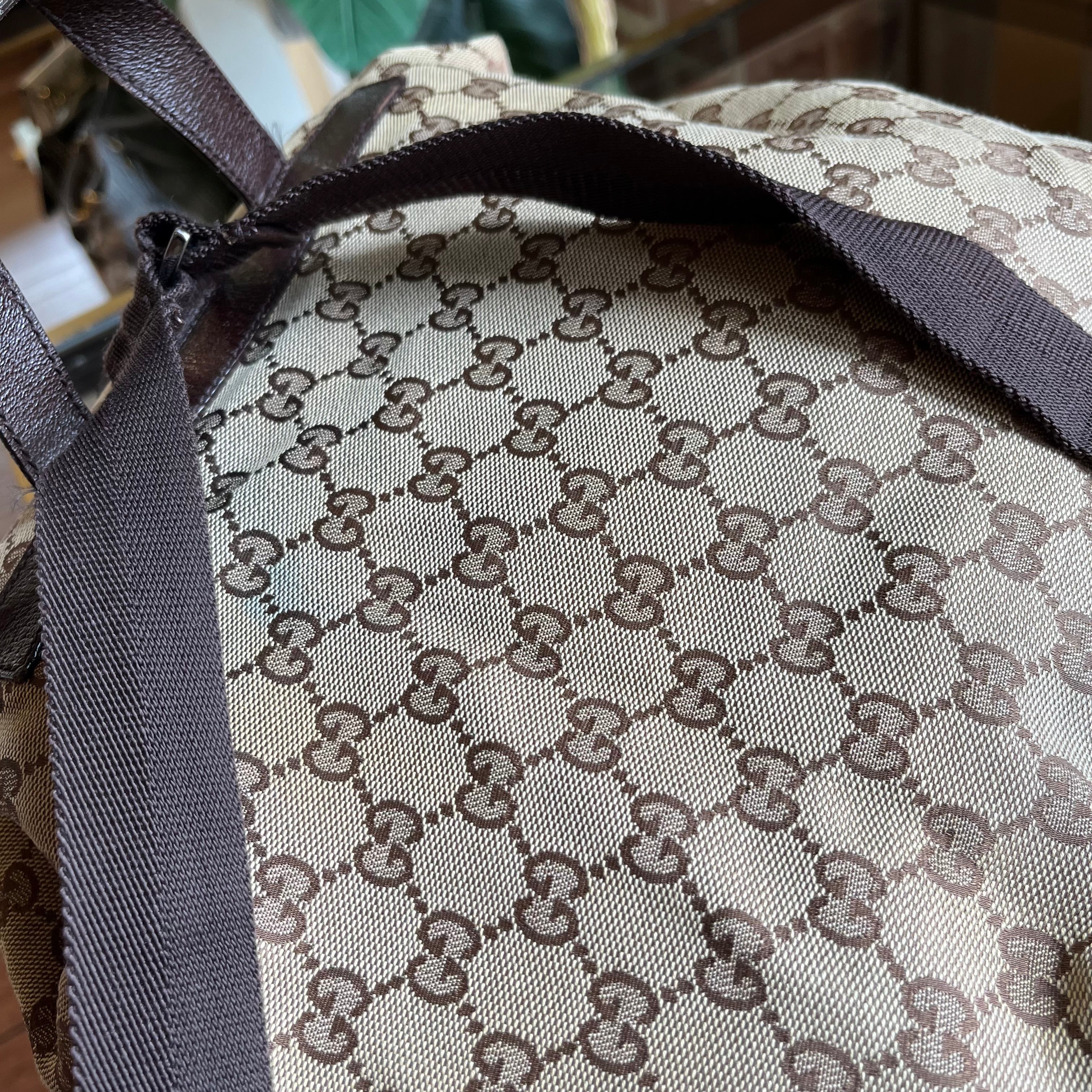 GUCCI Piston Lock GG Monogram Canvas Backpack