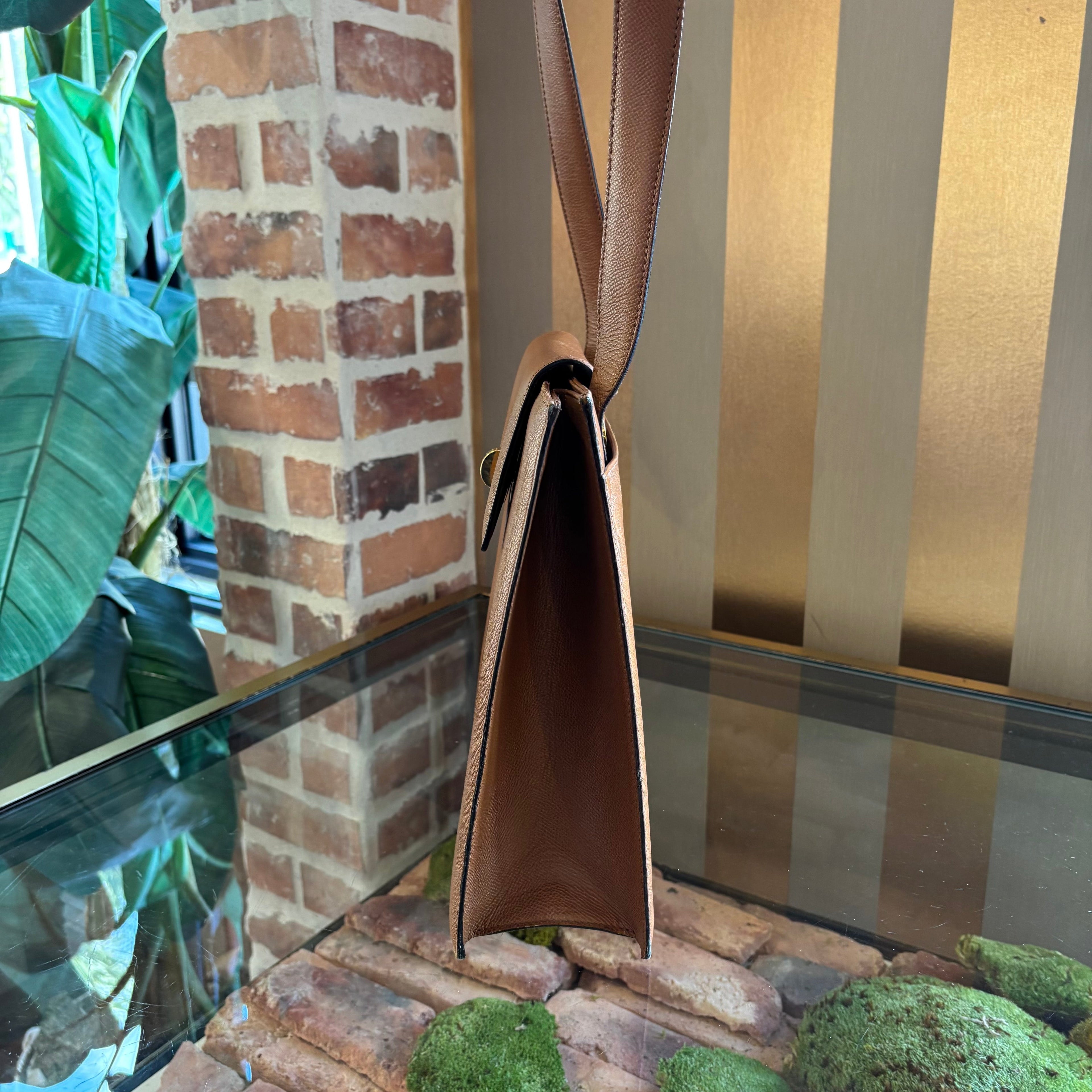 BVLGARI Tan Vintage Turnlock Shoulder Bag