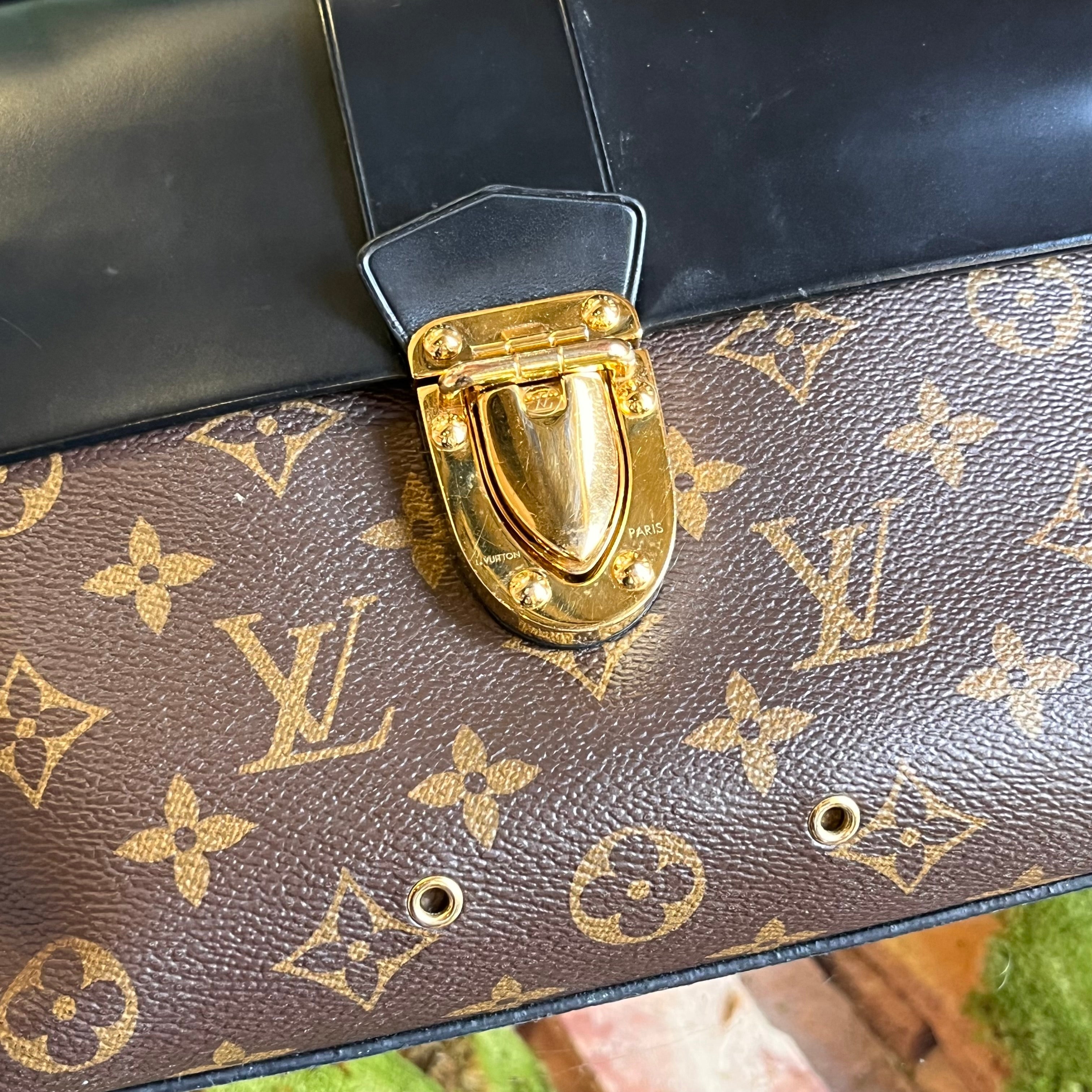 LOUIS VUITTON One Handle Noir Monogram Canvas Top Handle Bag