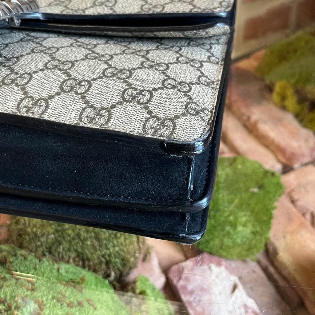 GUCCI Small Dionysus Black GG Supreme Monogram Shoulder Bag