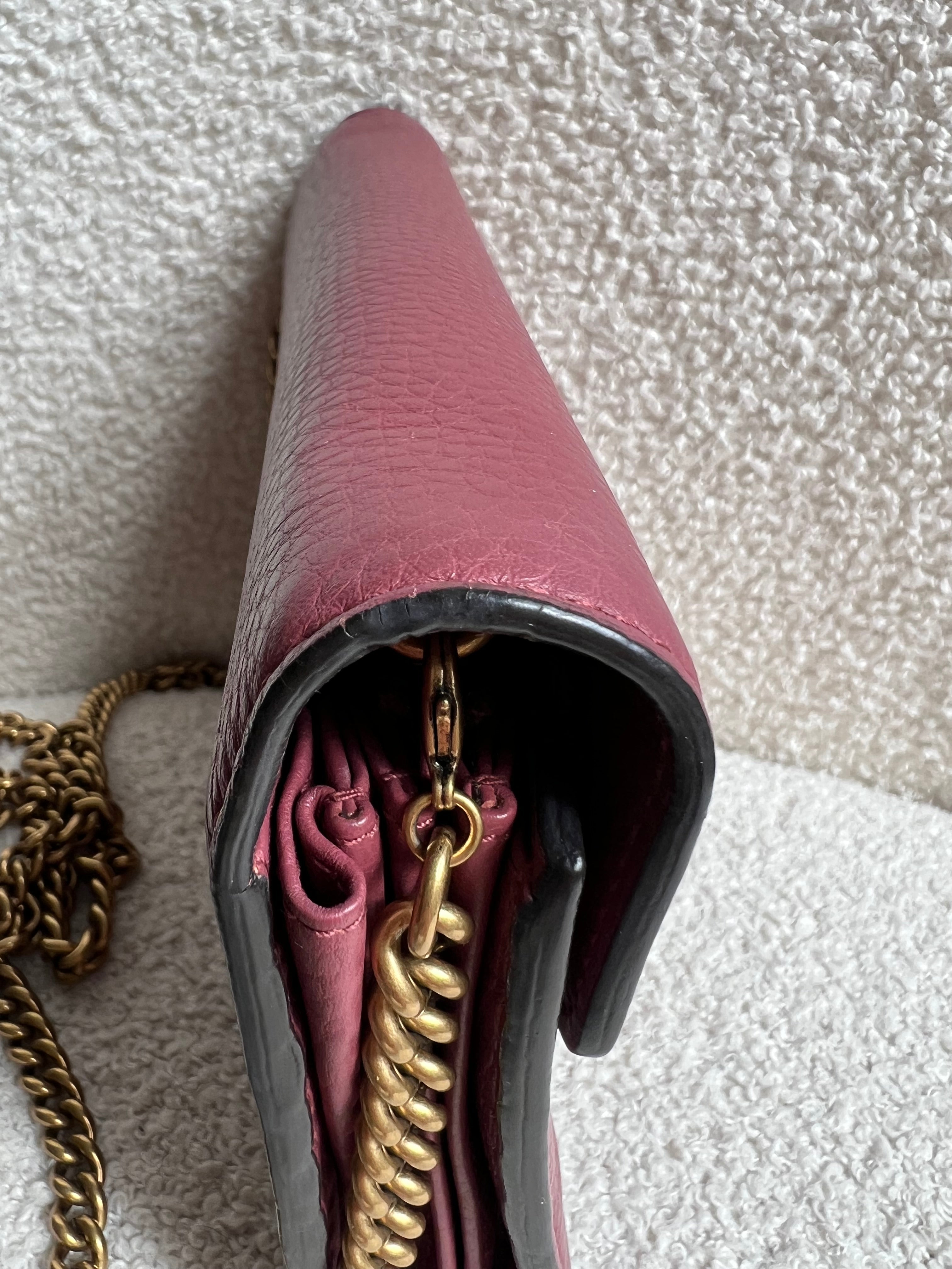 Gucci Rose Pink GG Marmont Chain Wallet (RRP £1195)