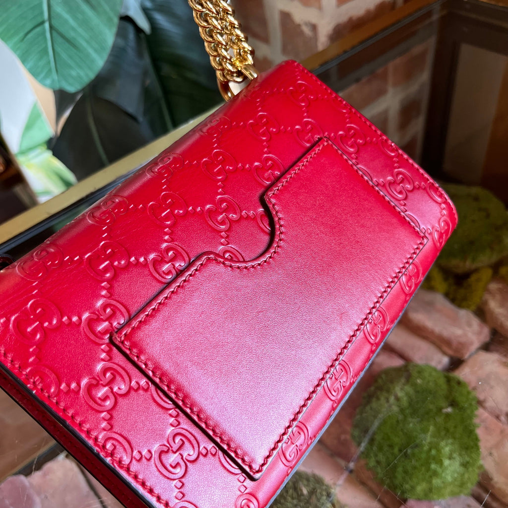 GUCCI Padlock Medium Red Guccissima Leather Shoulder Bag
