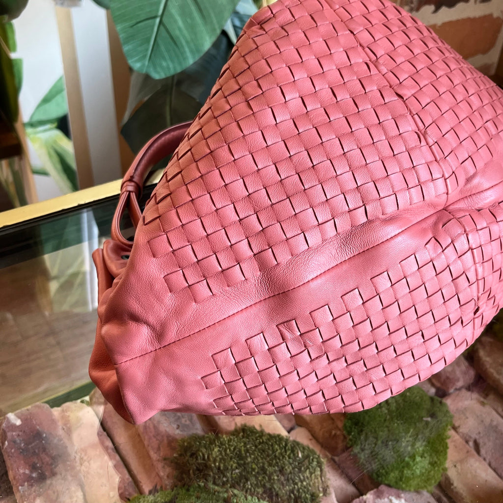 BOTTEGA VENETA Fortune Cookie Aquilone Pink Intrecciato Nappa Leather Hobo Bag