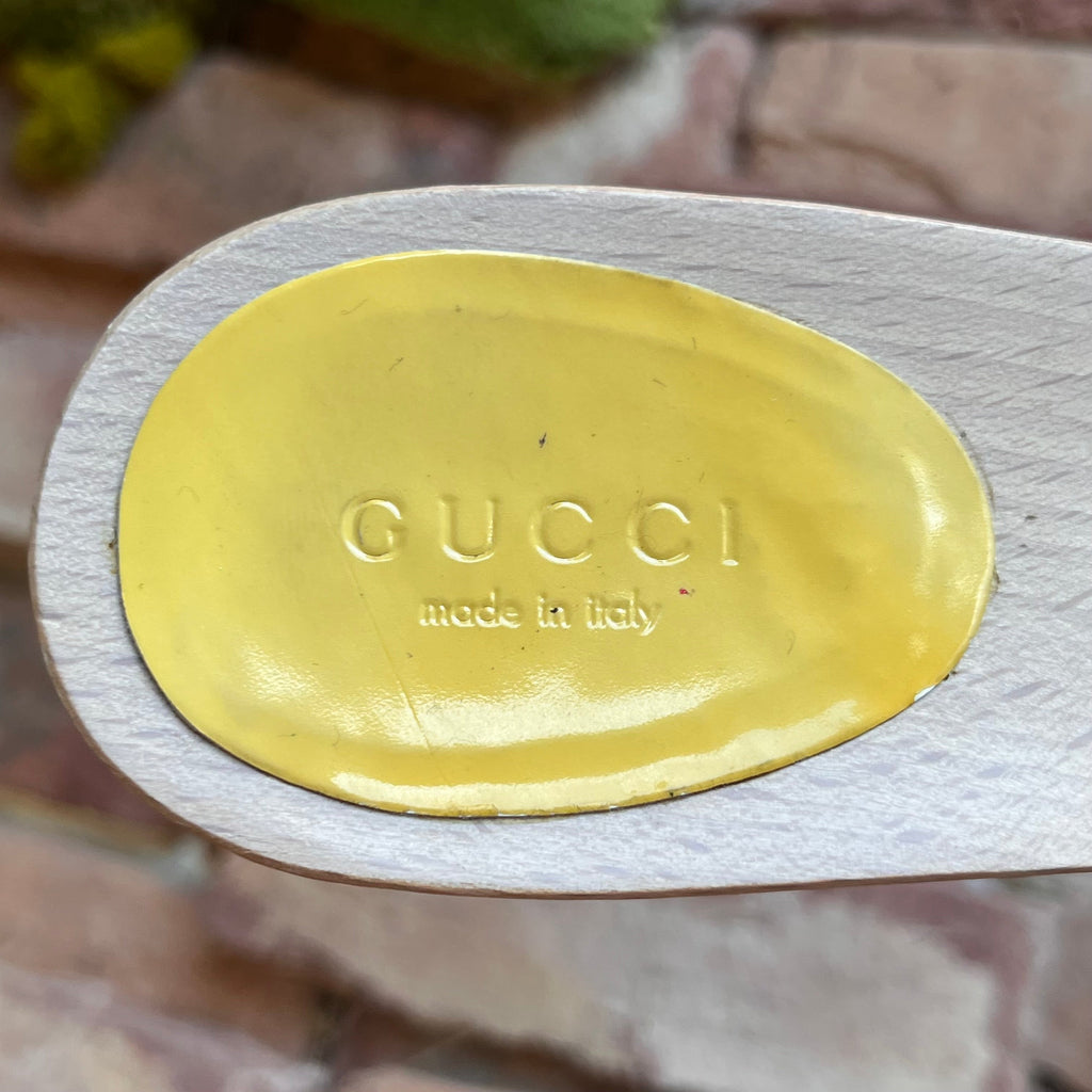 GUCCI GG Canvas Beige Guccissima Heels SZ 6.5