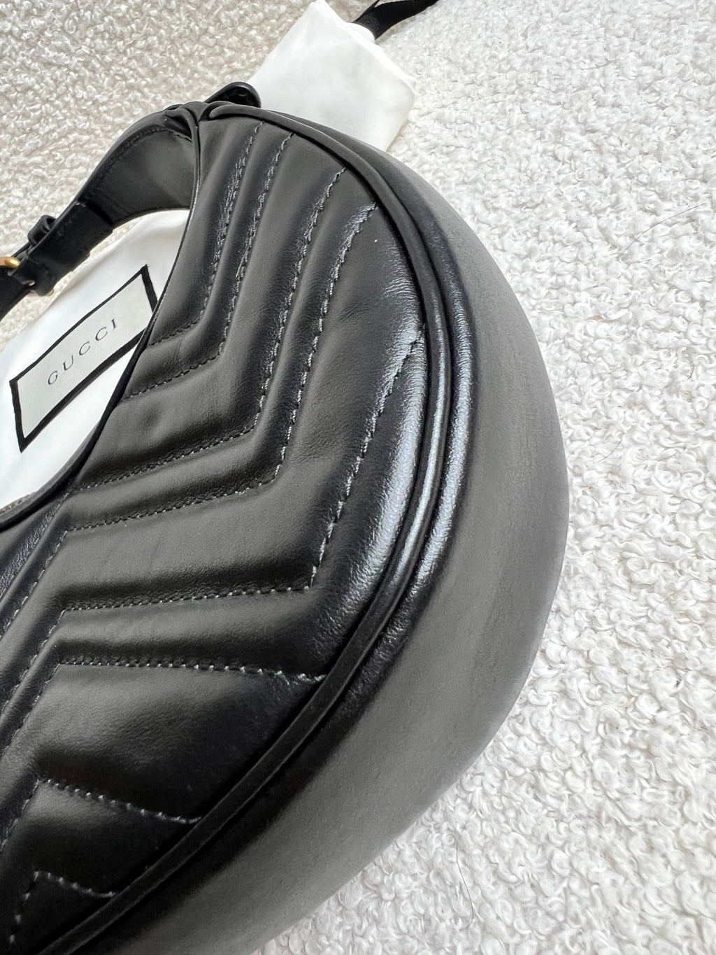 Gucci GG Black Mini Half Moon Marmont Shoulder Bag (RRP £1160)