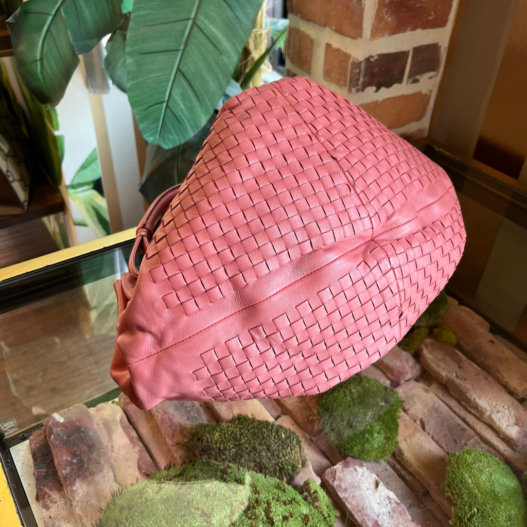 BOTTEGA VENETA Fortune Cookie Aquilone Pink Intrecciato Nappa Leather Hobo Bag