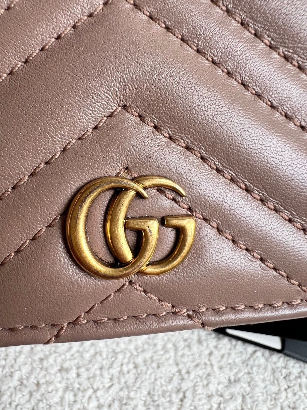 Gucci GG Dusty Pink Marmont Matelassé Card Case Wallet (RRP £410)
