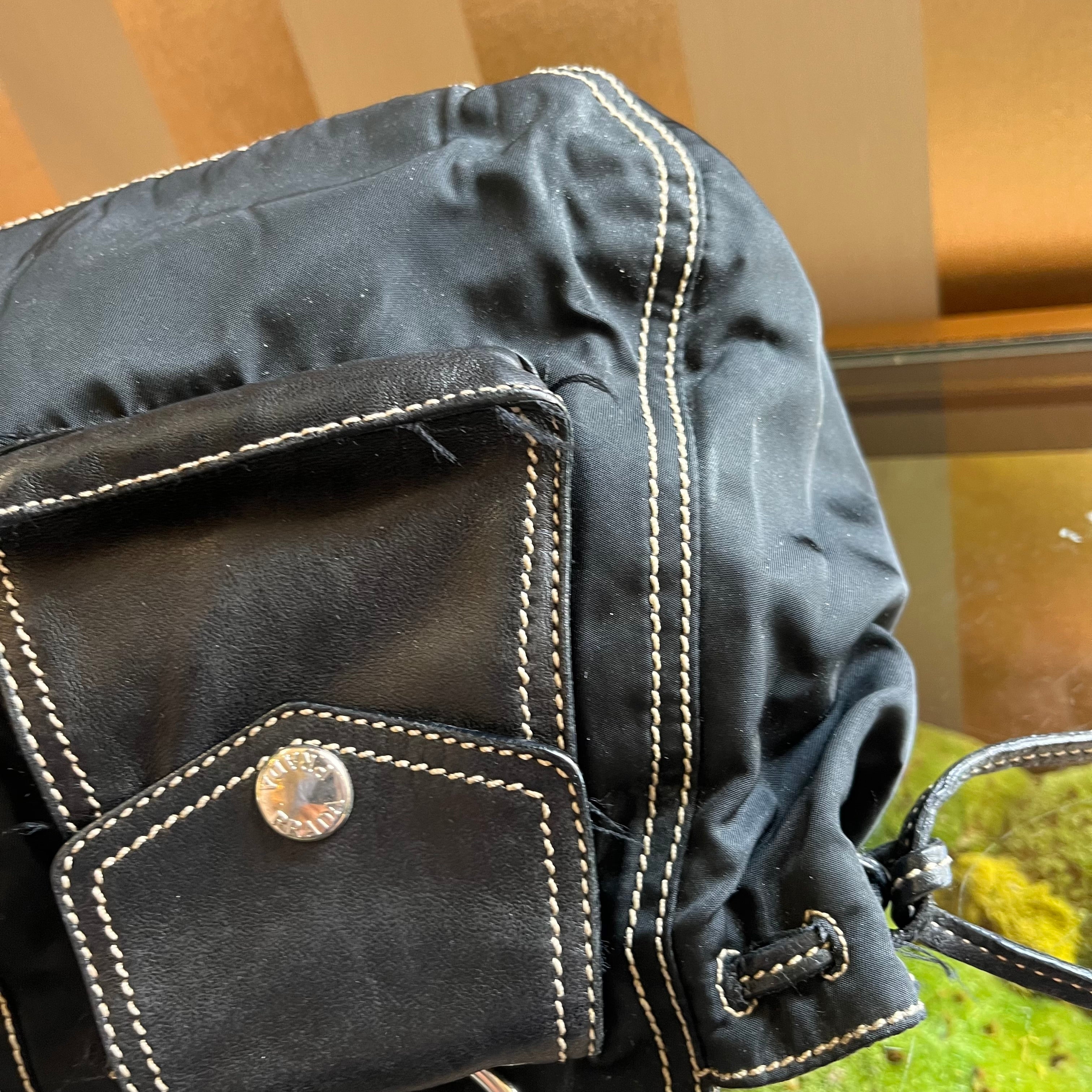 PRADA Vintage Black Nylon Multipocket Shoulder Bag