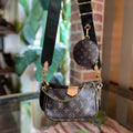 LOUIS VUITTON Multi Pochette Accessories Khaki Brown Monogram Coated Canvas Crossbody Bag