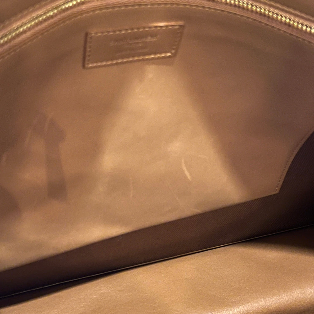 SAINT LAURENT Rive Gauche Raffia Linen Calfskin Tote