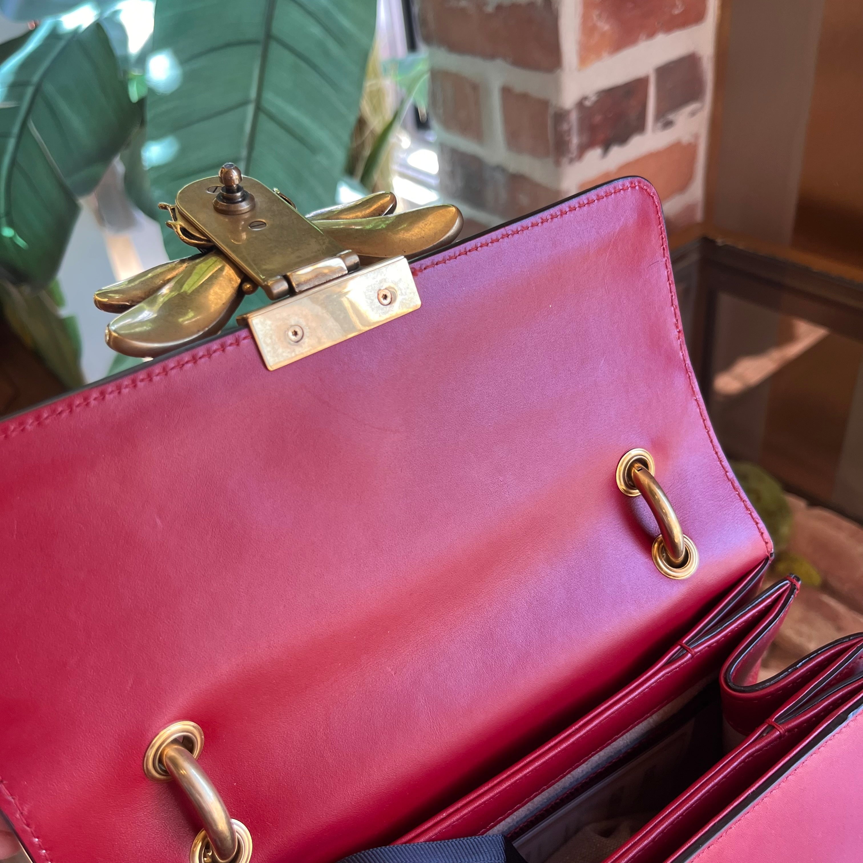 GUCCI Sylvie Web Queen Margaret Small Calfskin Top Handle Bag