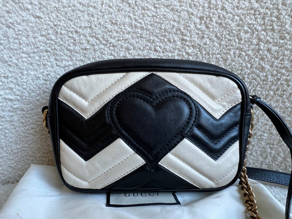 Gucci GG Black and White Marmont Mini Shoulder Bag (RRP £1,360)