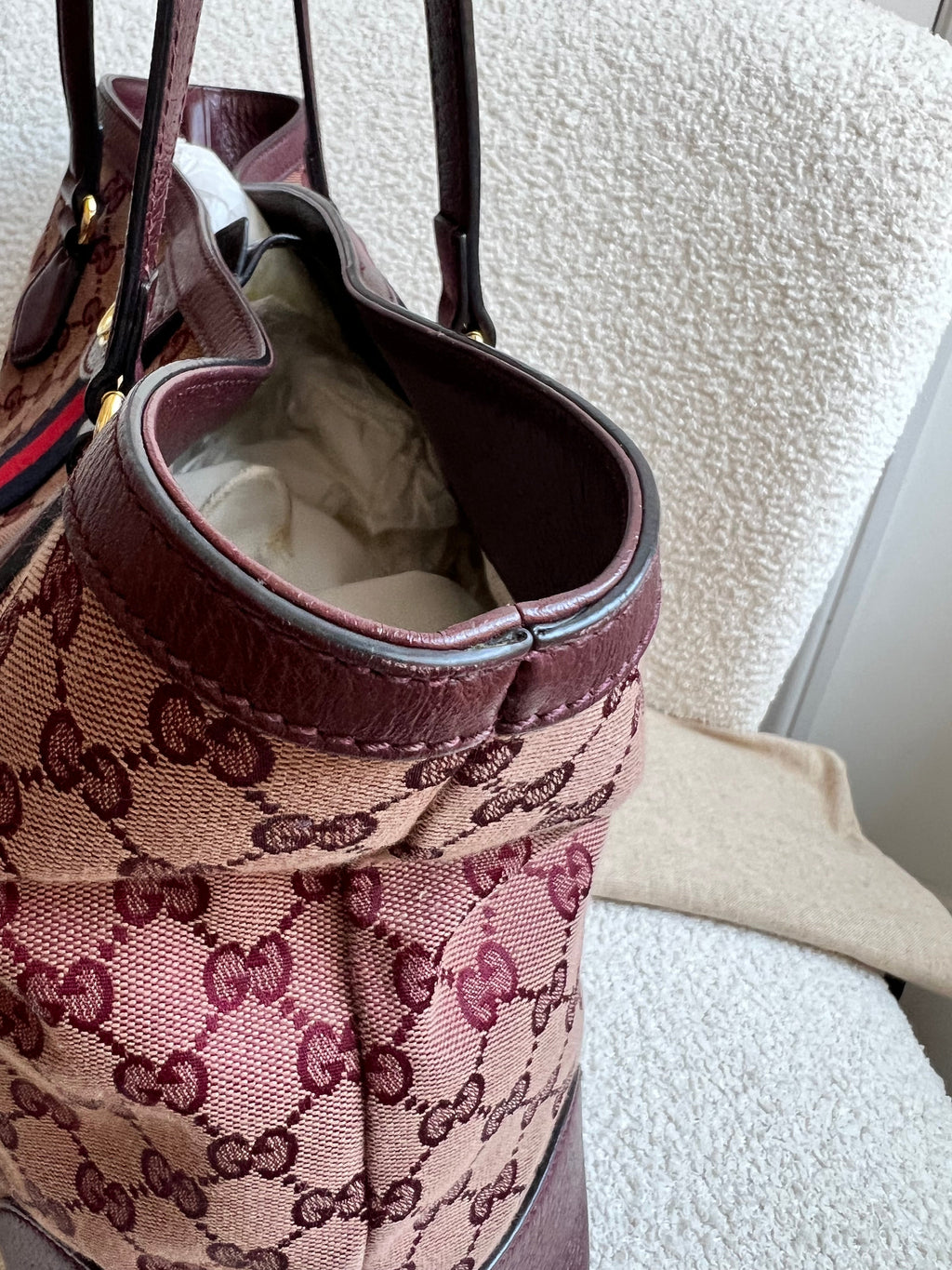 Gucci Burgundy Ophidia GG Supreme Medium Tote