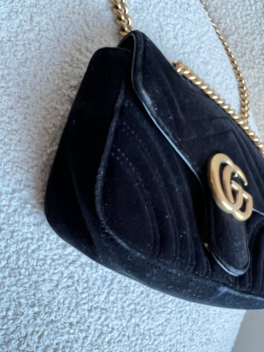 Gucci GG Black Velvet Marmont Mini Shoulder Bag (RRP £1395)