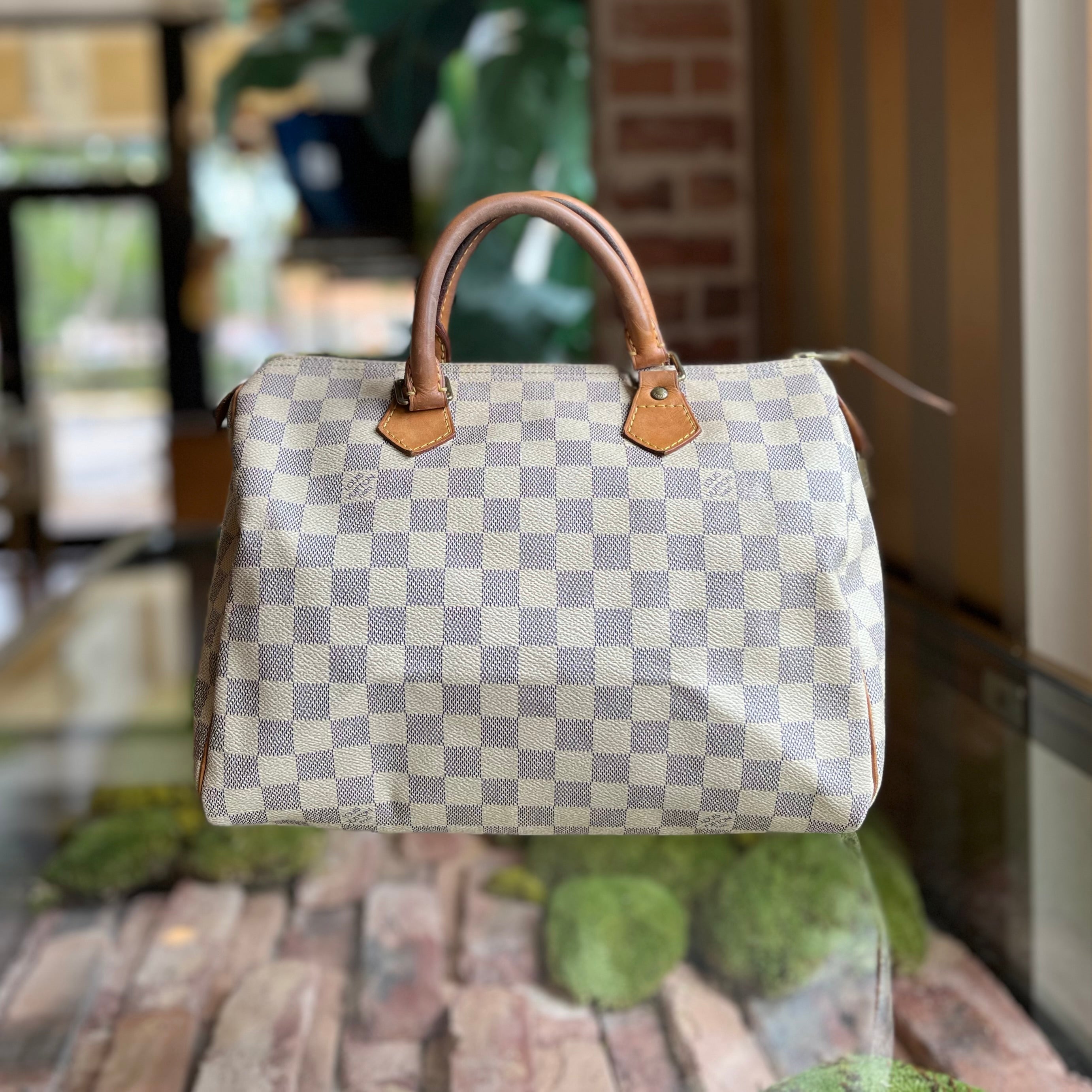LOUIS VUITTON Speedy 30 Damier Azur Canvas Satchel