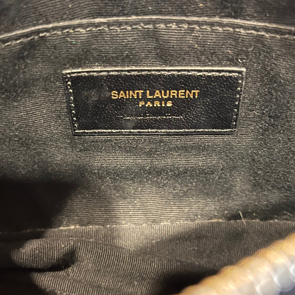 SAINT LAURENT Loulou Small Black Velvet Chevron Quilted Belt Bag