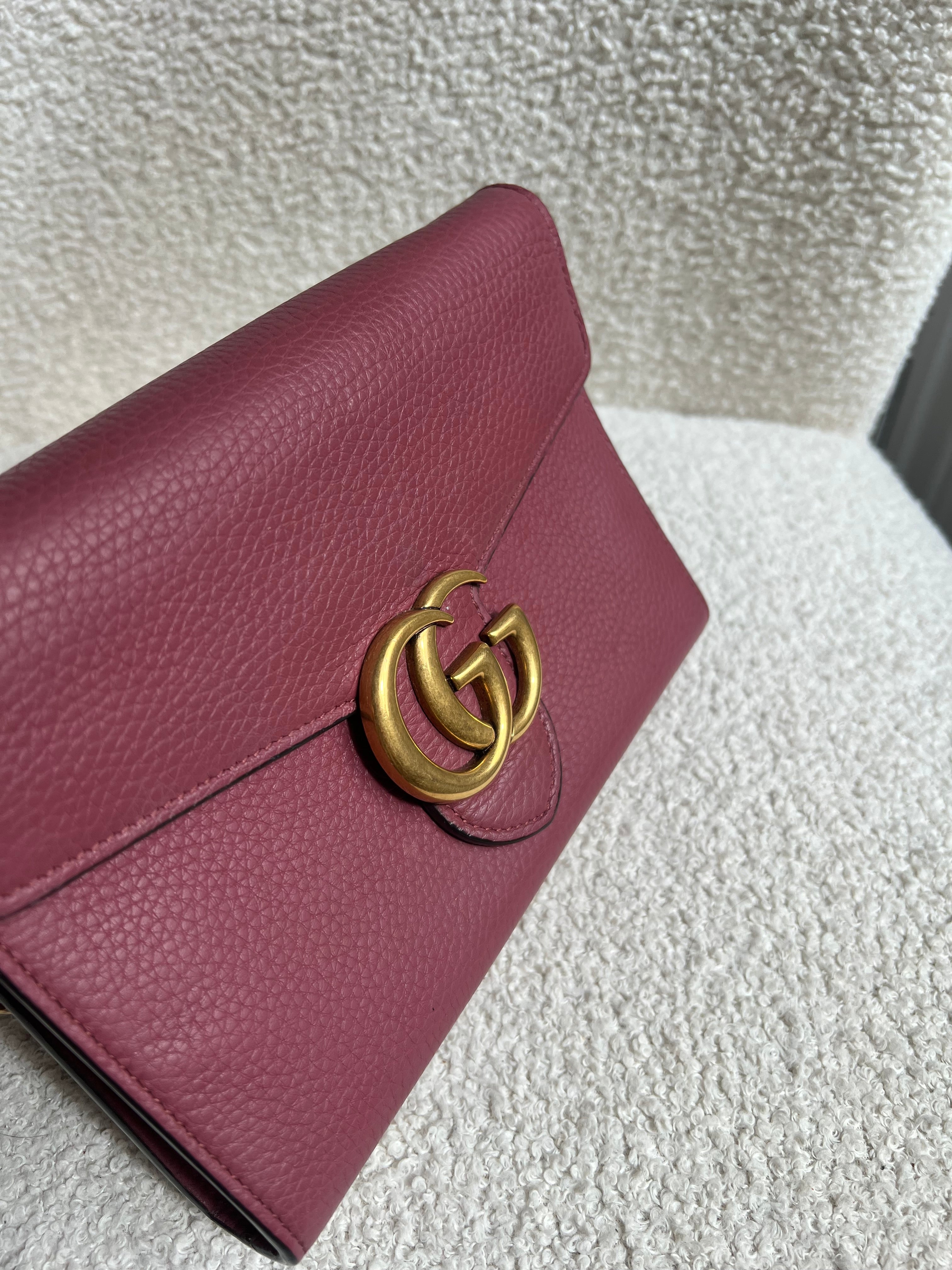 Gucci Rose Pink GG Marmont Chain Wallet (RRP £1195)