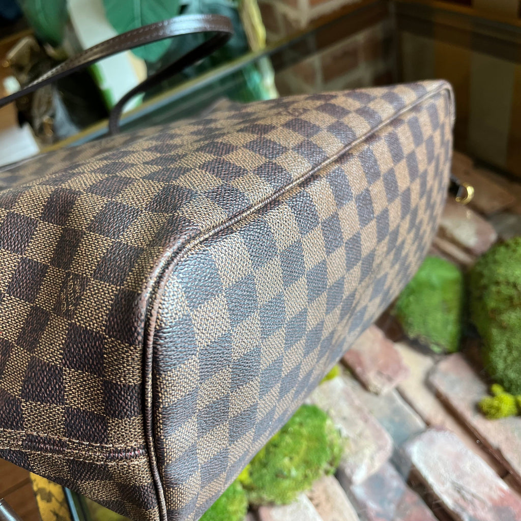 LOUIS VUITTON Neverfull MM Damier Ebene Brown Canvas Tote Bag
