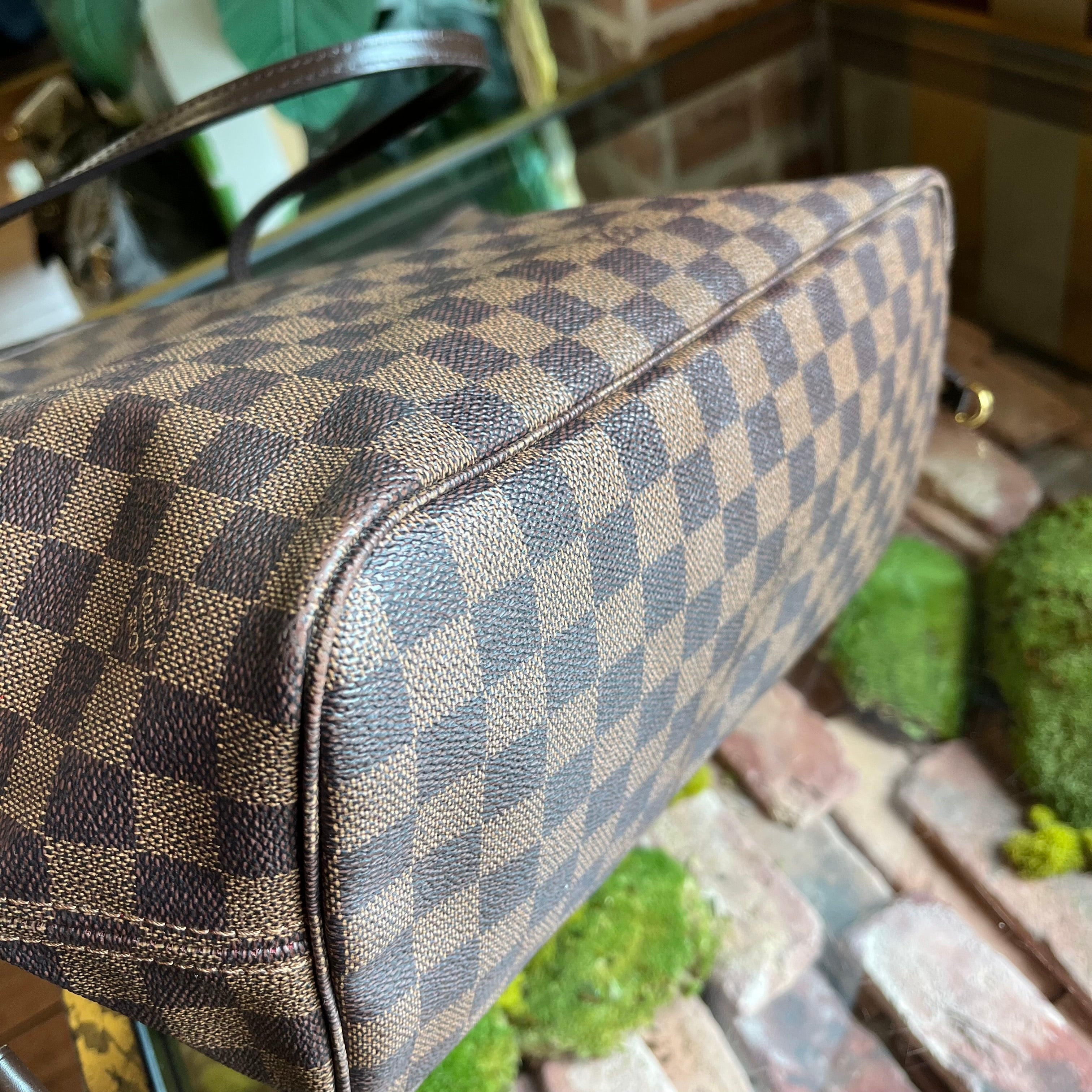 LOUIS VUITTON Neverfull MM Damier Ebene Brown Canvas Tote Bag