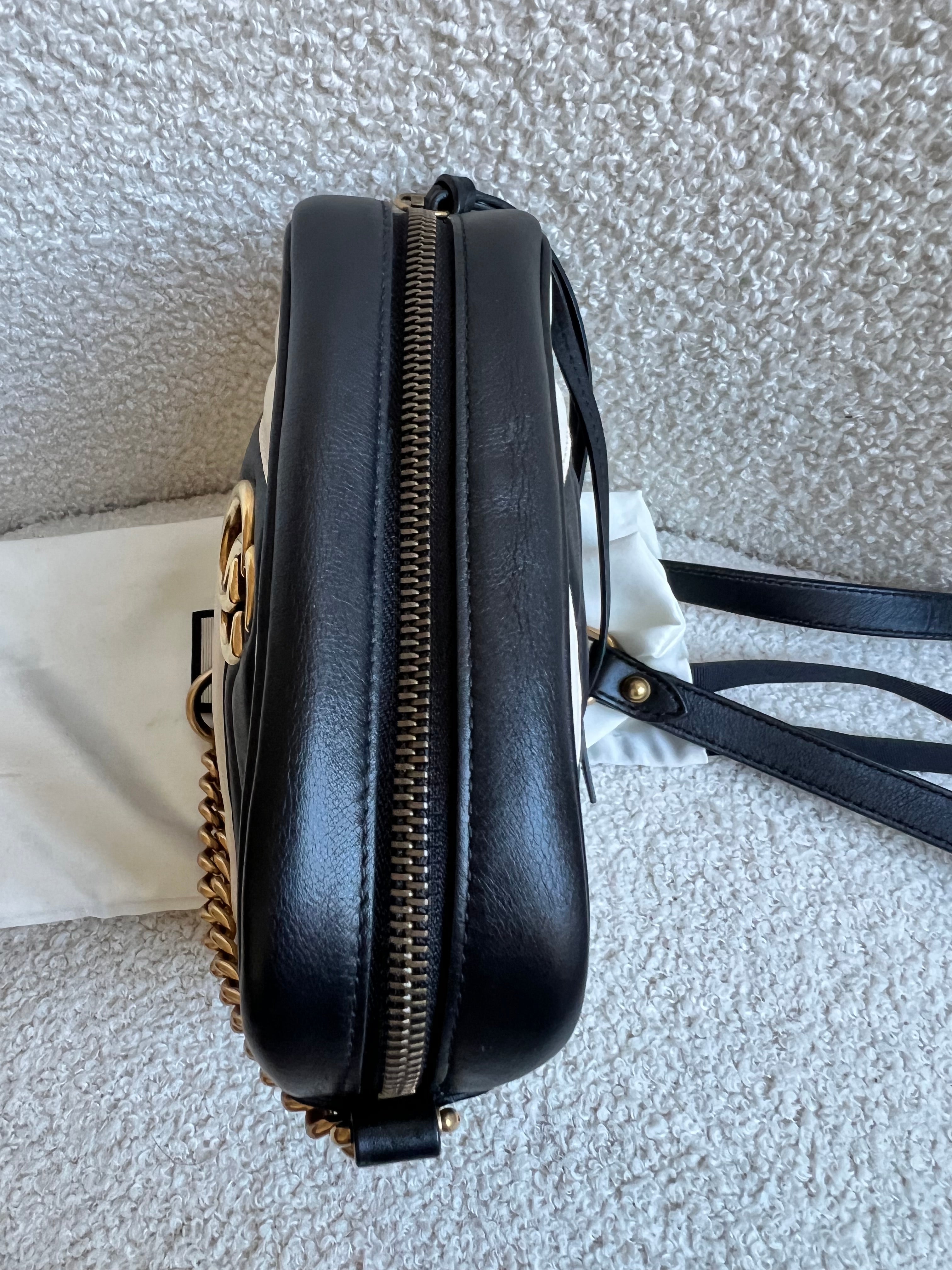 Gucci GG Black and White Marmont Mini Shoulder Bag (RRP £1,360)