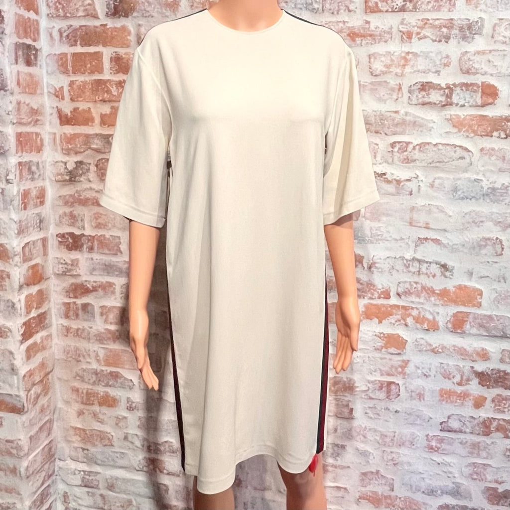 GUCCI Cream Web Stripe Viscose Knee-Length Dress SZ40(4US/S)