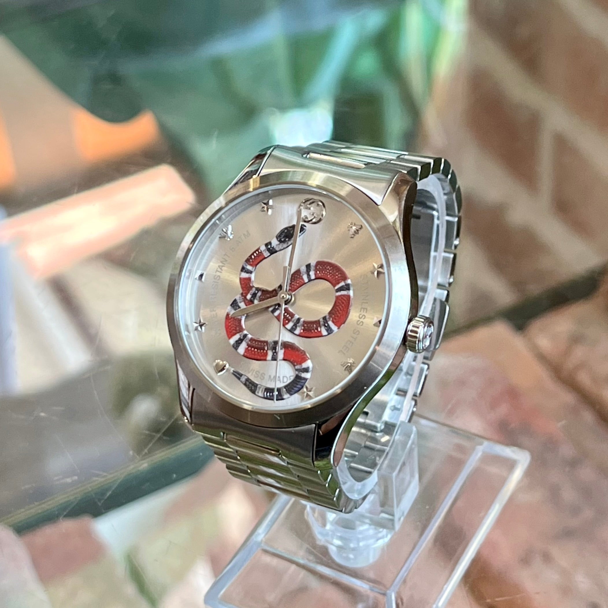 GUCCI G-Timeless King Snake Quartz Stainless Steel Watch