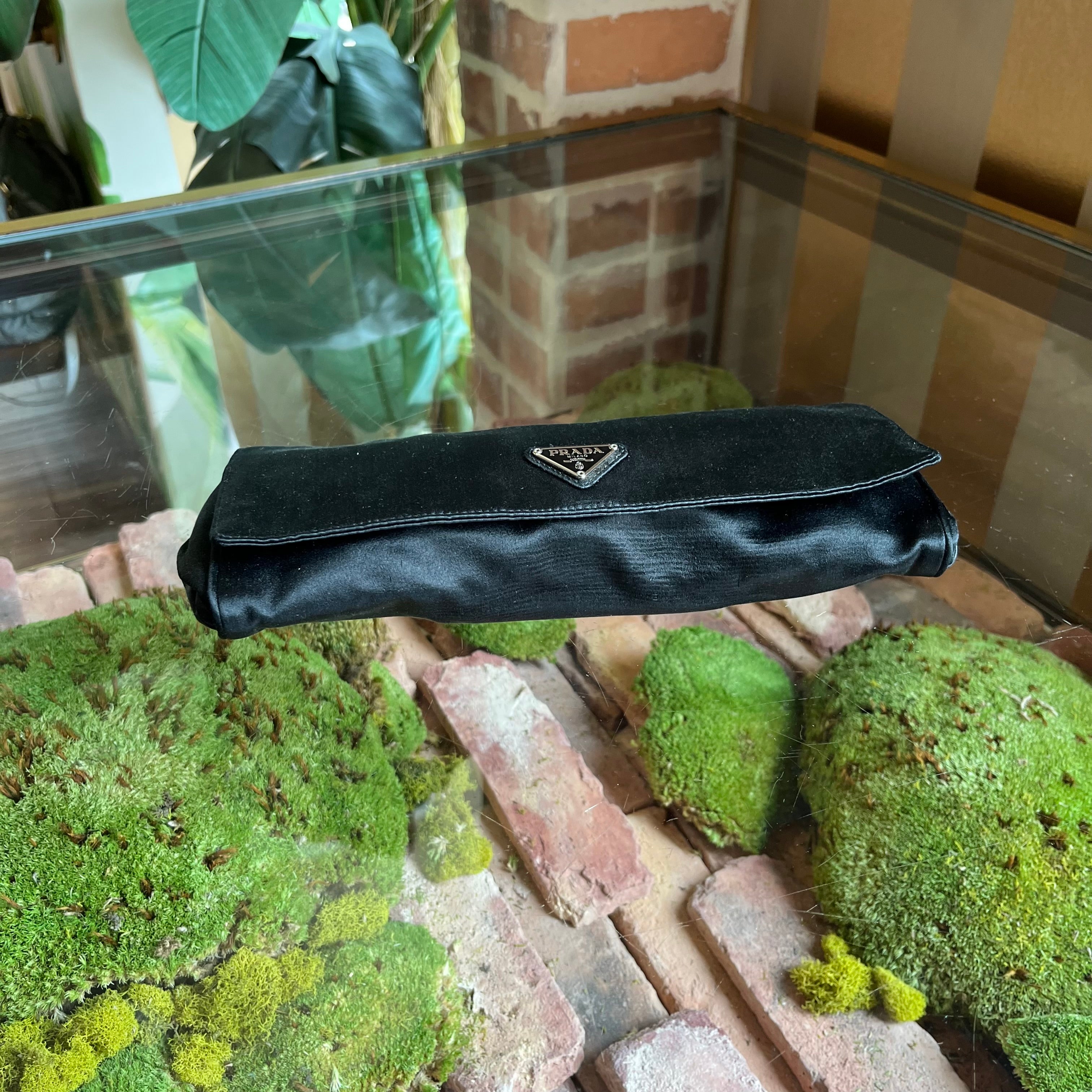 PRADA Black Raso Silk Clutch
