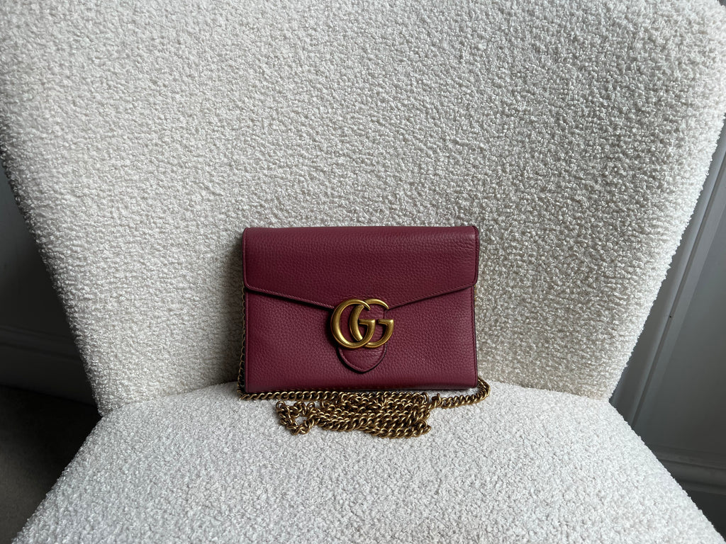 Gucci Rose Pink GG Marmont Chain Wallet (RRP £1195)