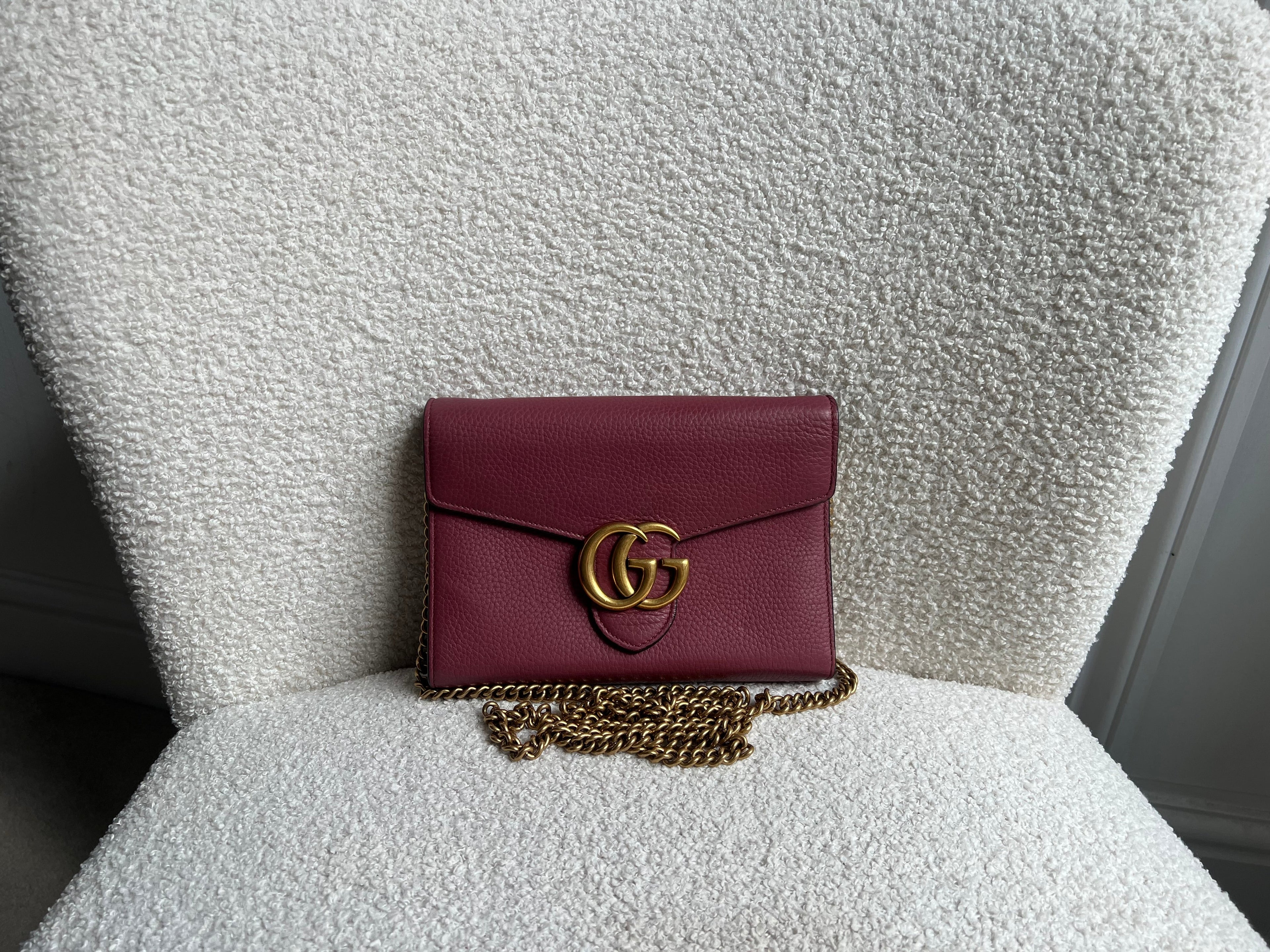 Gucci Rose Pink GG Marmont Chain Wallet (RRP £1195)