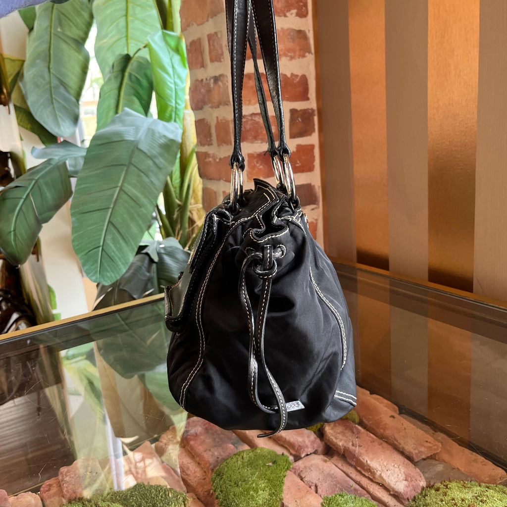PRADA Vintage Black Nylon Multipocket Shoulder Bag