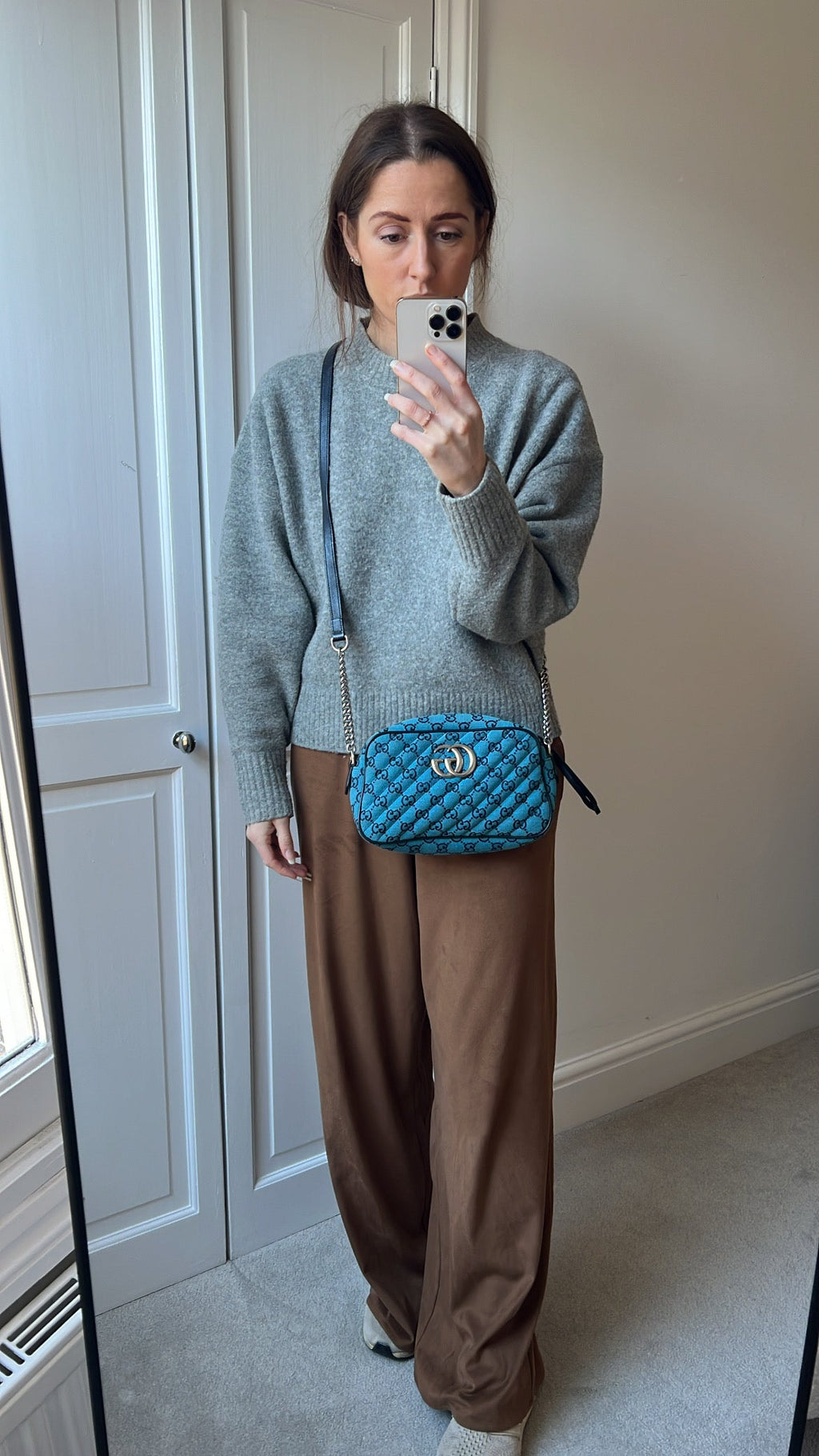 Gucci GG Marmont Blue Canvas Small Shoulder Bag (RRP £1050)