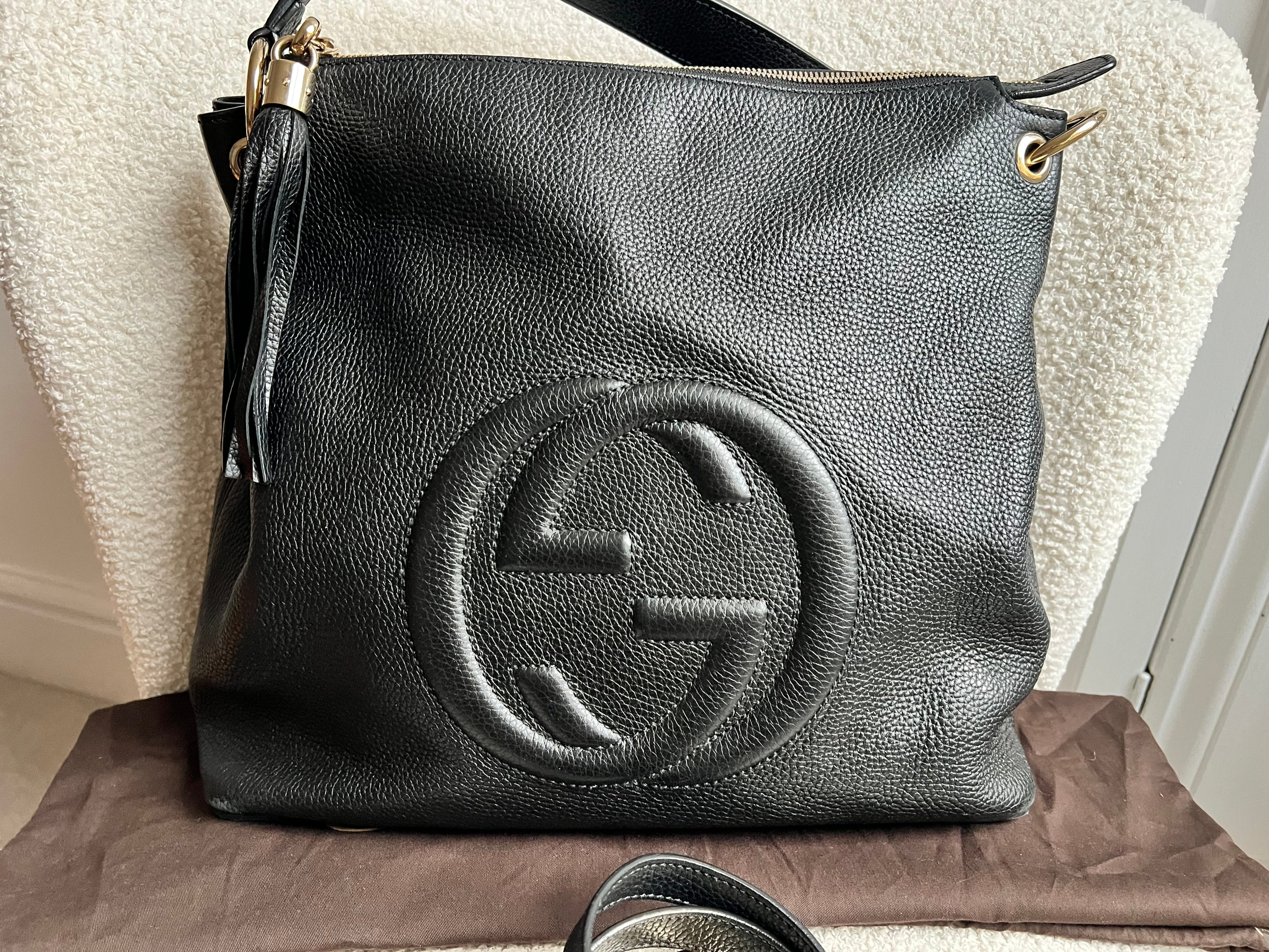 Gucci Soho Large Hobo in Black Pebbled Calfskin