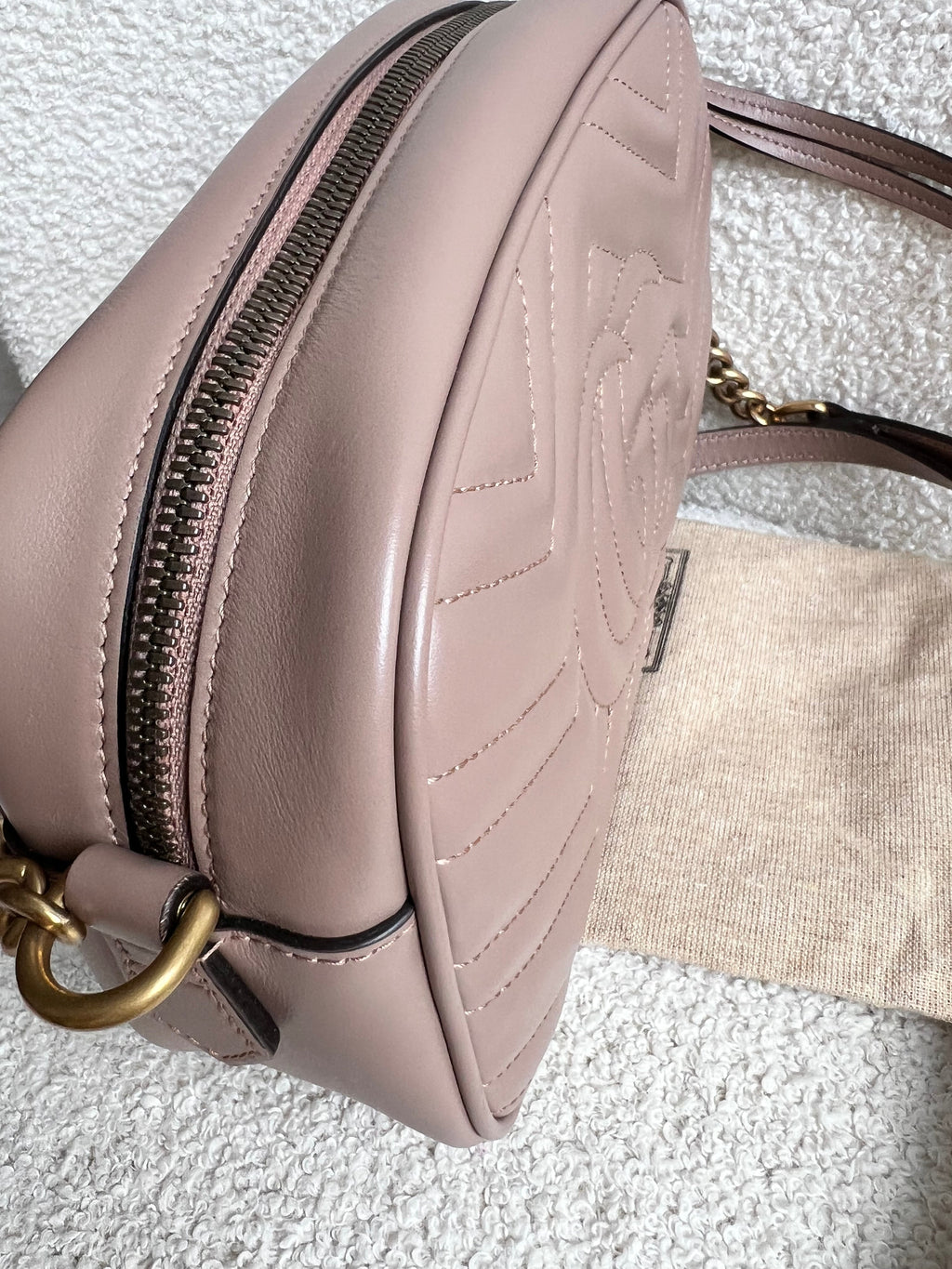 Gucci GG Marmont Porcelain Rose Small Shoulder Bag (RRP £1440)