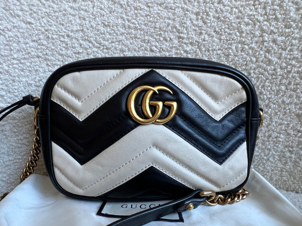 Gucci GG Black and White Marmont Mini Shoulder Bag (RRP £1,360)