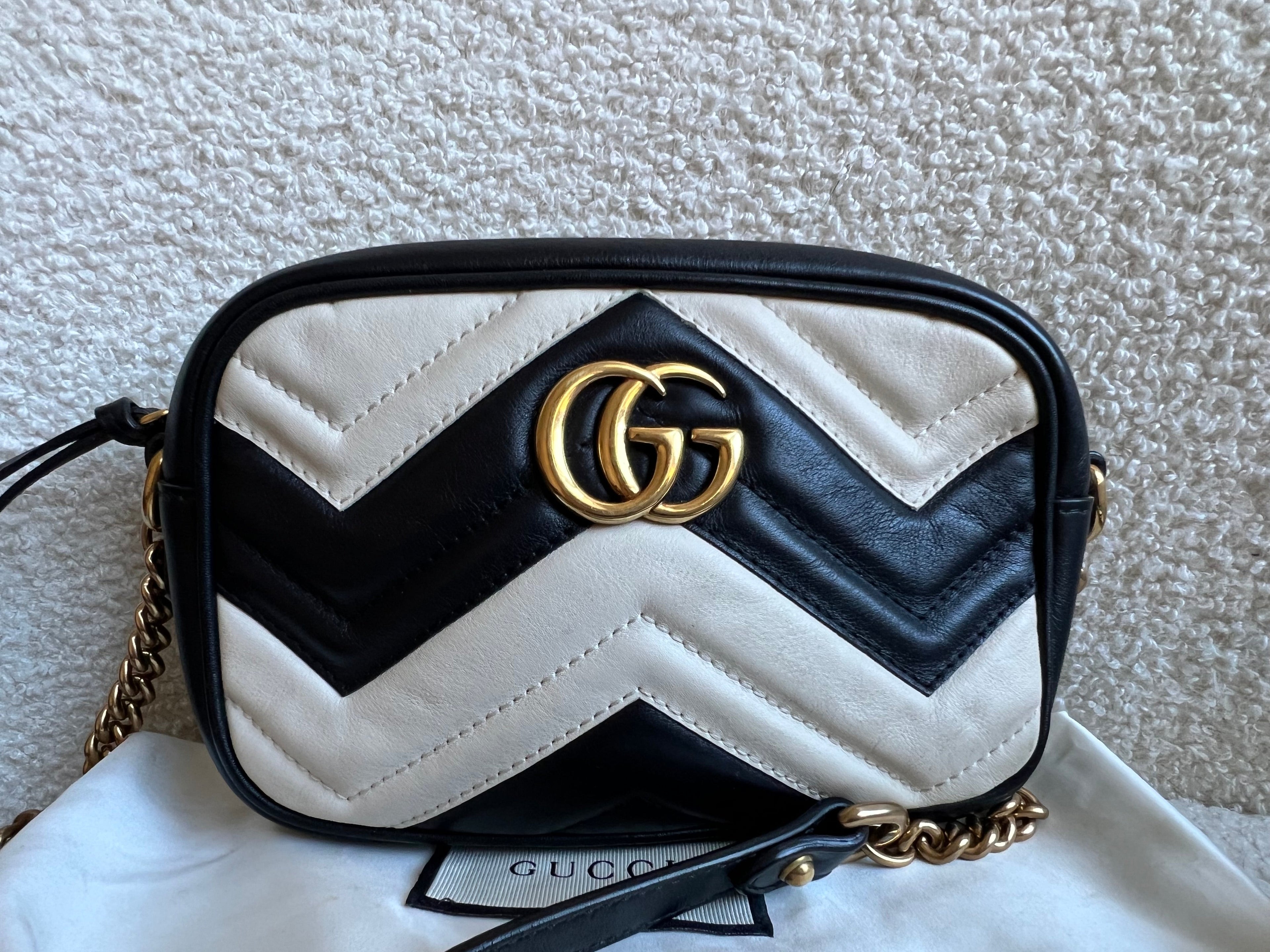 Gucci GG Black and White Marmont Mini Shoulder Bag (RRP £1,360)