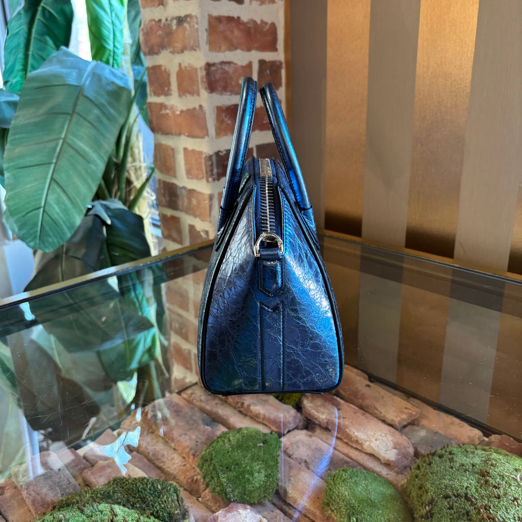 GIVENCHY Mini Antigona Blue Metallic Handbag