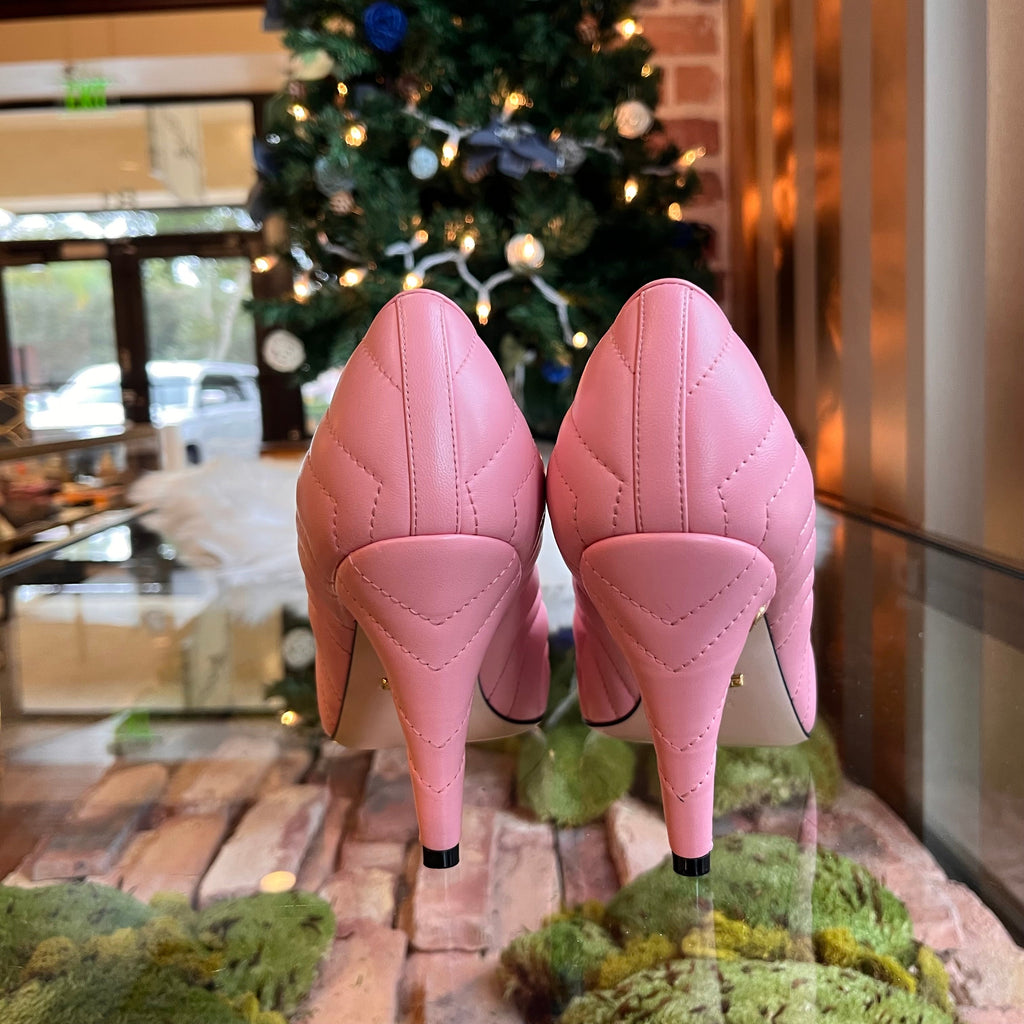 GUCCI Charlotte Pink Chevron Pumps Heels Sz 39.5(39.5US)