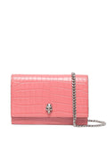 ALEXANDER MCQUEEN PINK CROC SMALL SKULL BAG