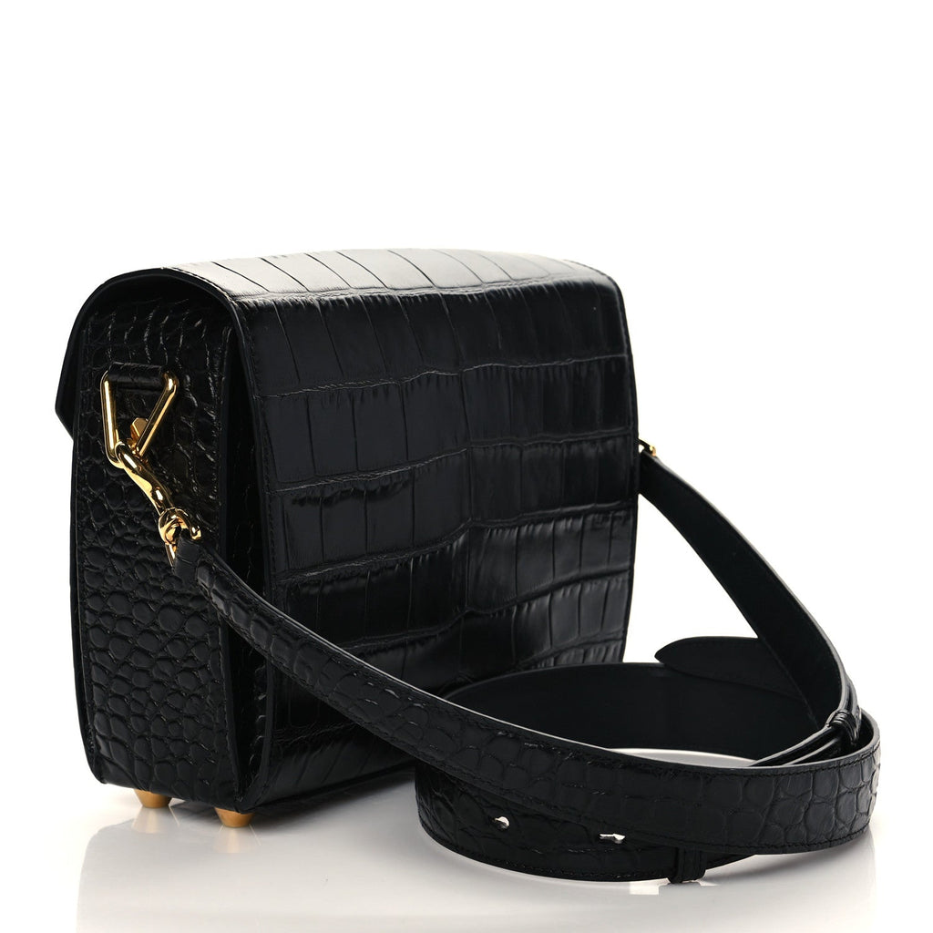 ALEXANDER MCQUEEN CROC EMBOSSED CALFSKIN BOX 21 SHOULDER BAG