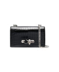 ALEXANDER MCQUEEN CROC EMBOSSED CALFSKIN JEWELLED SATCHEL